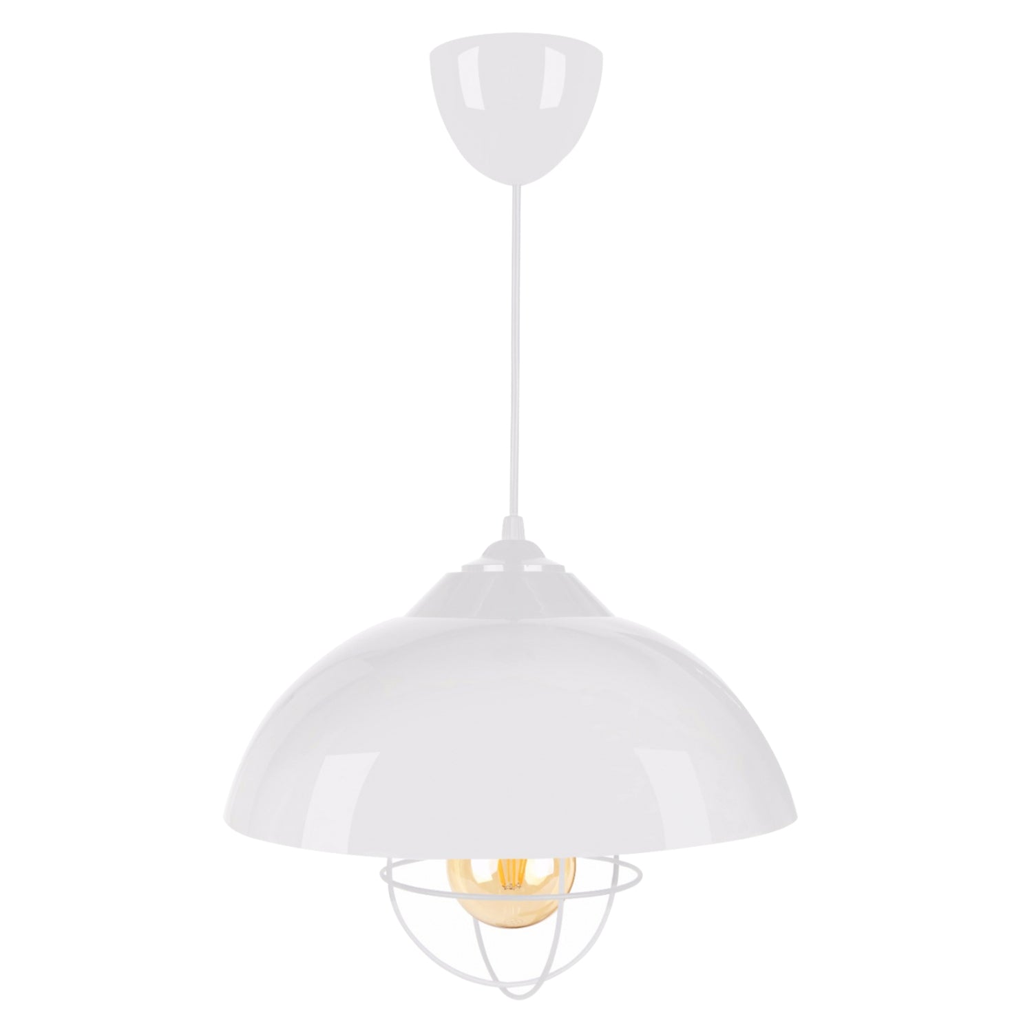 Висяща лампа в индустриален стил с една крушка/бяла