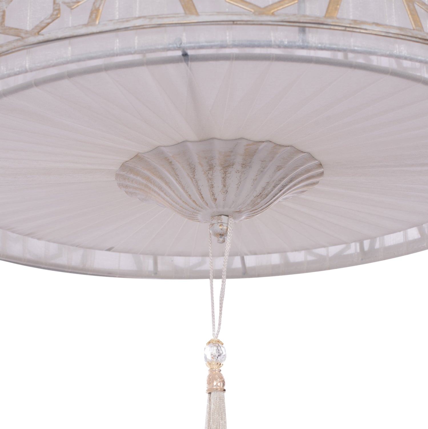 Таванна лампа 7647 цвят бял-златист Φ40x90см