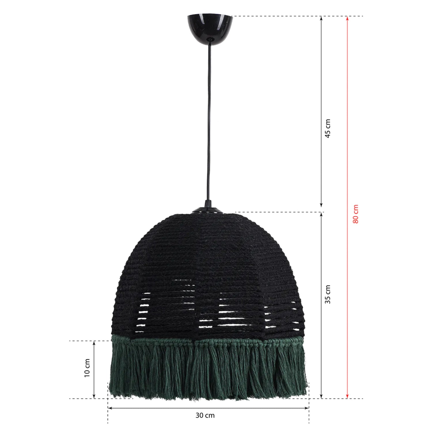 Таванна лампа 7654 цвят черен-зелен Φ30x80 см