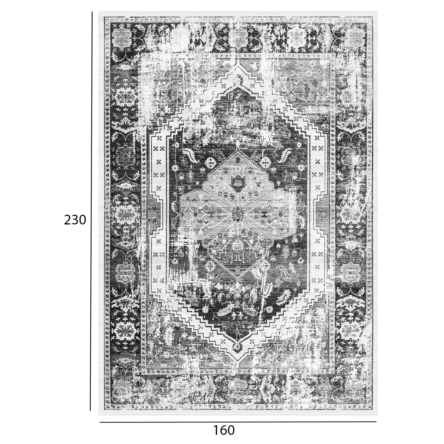 Килим 160х230 -цвят черен-бял