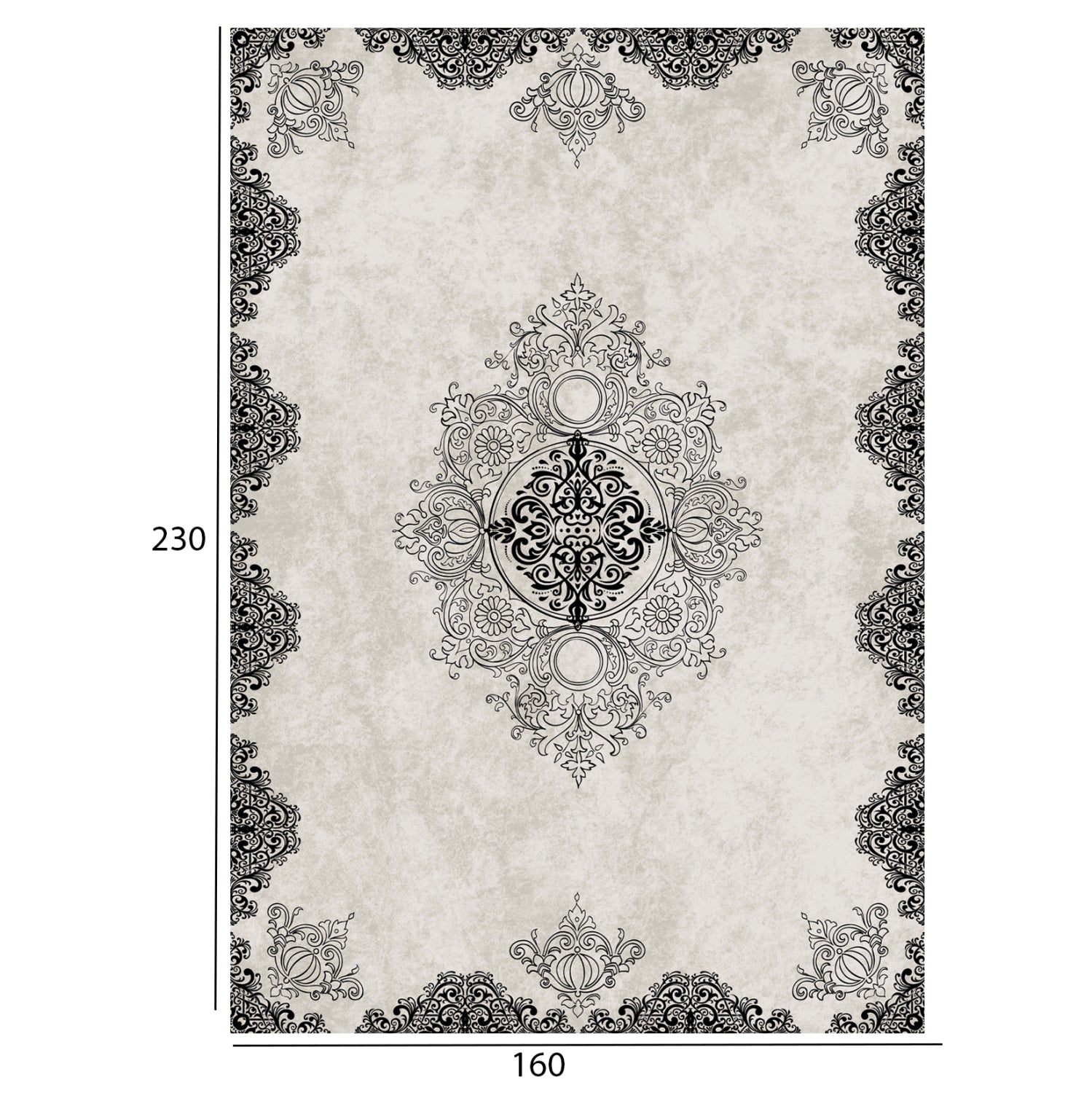 Килим JOSIANE цвят черен-бял 160X230