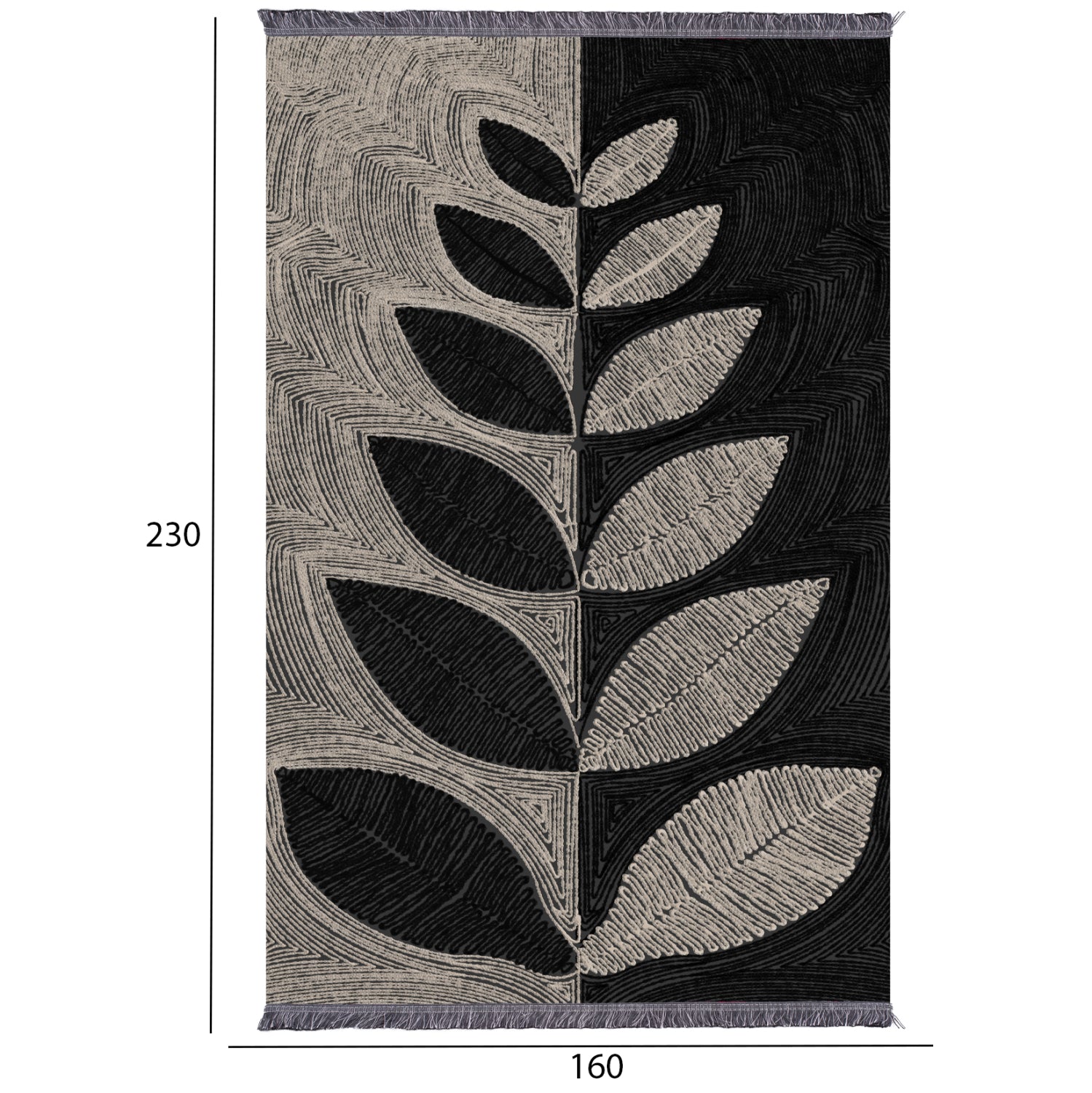 Килим 160х230 -цвят бежово-черен