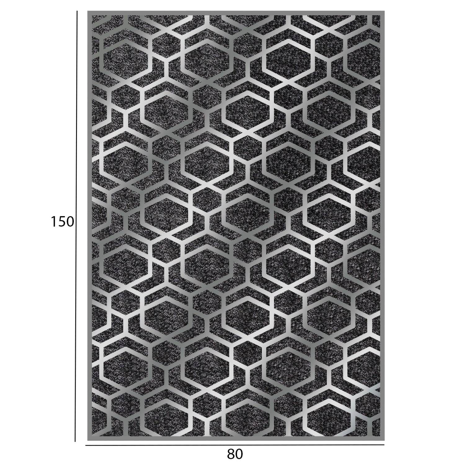 Килим 80х150 -цвят черен-сребрист