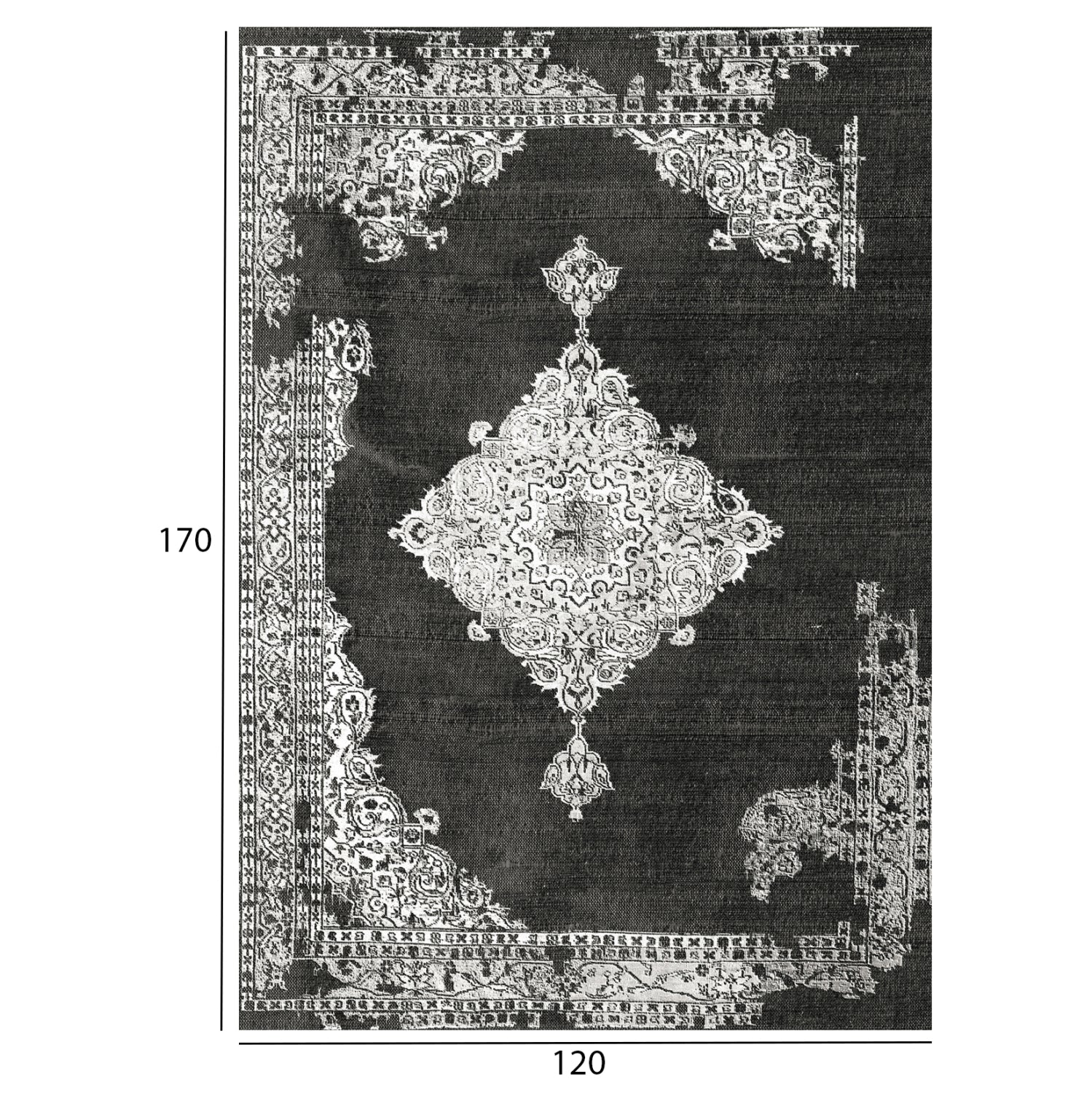 Килим 120х170 -цвят черно-сив