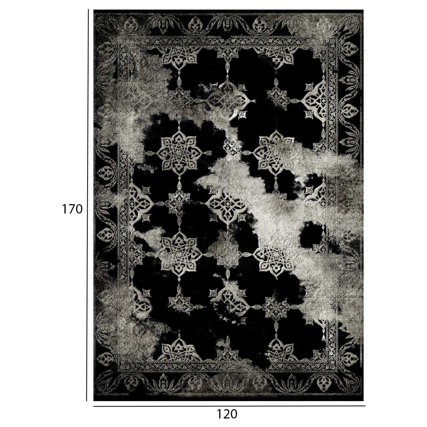 Килим 120х170 -винтидж черно бял цвят