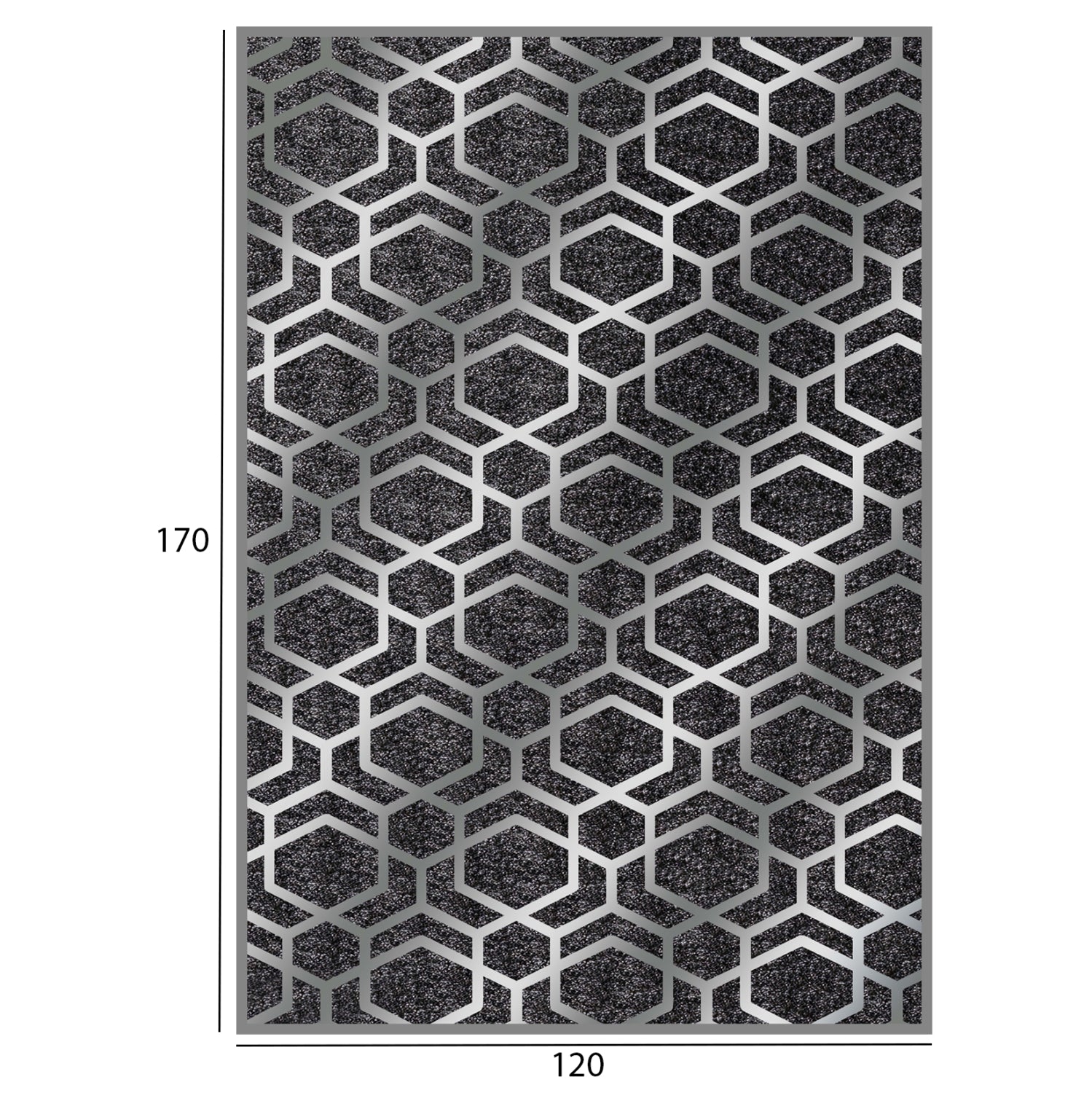 Килим 120х170 -цвят черен-сребрист