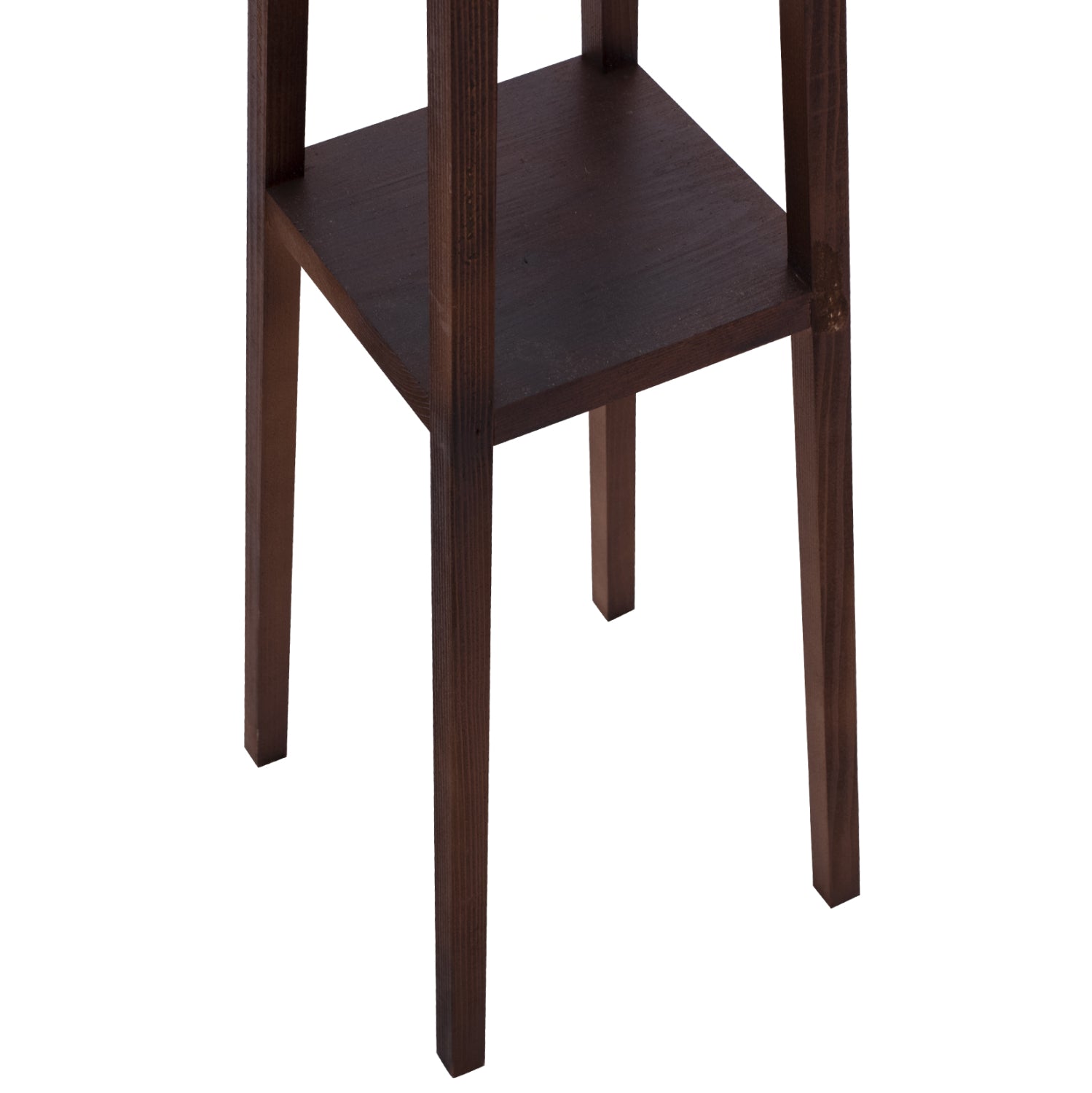 Дървена подова лампа с орехови крака и бежова шапка 26x26x156см.