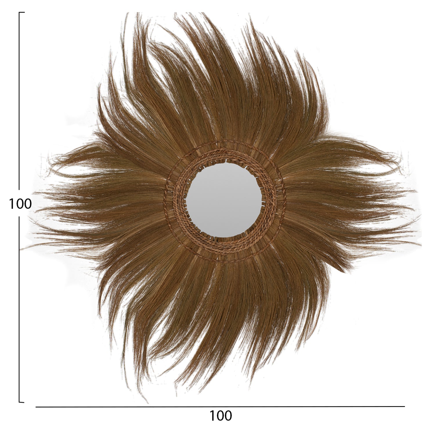 Огледало с рамка от бананови кори φ100 -натурал