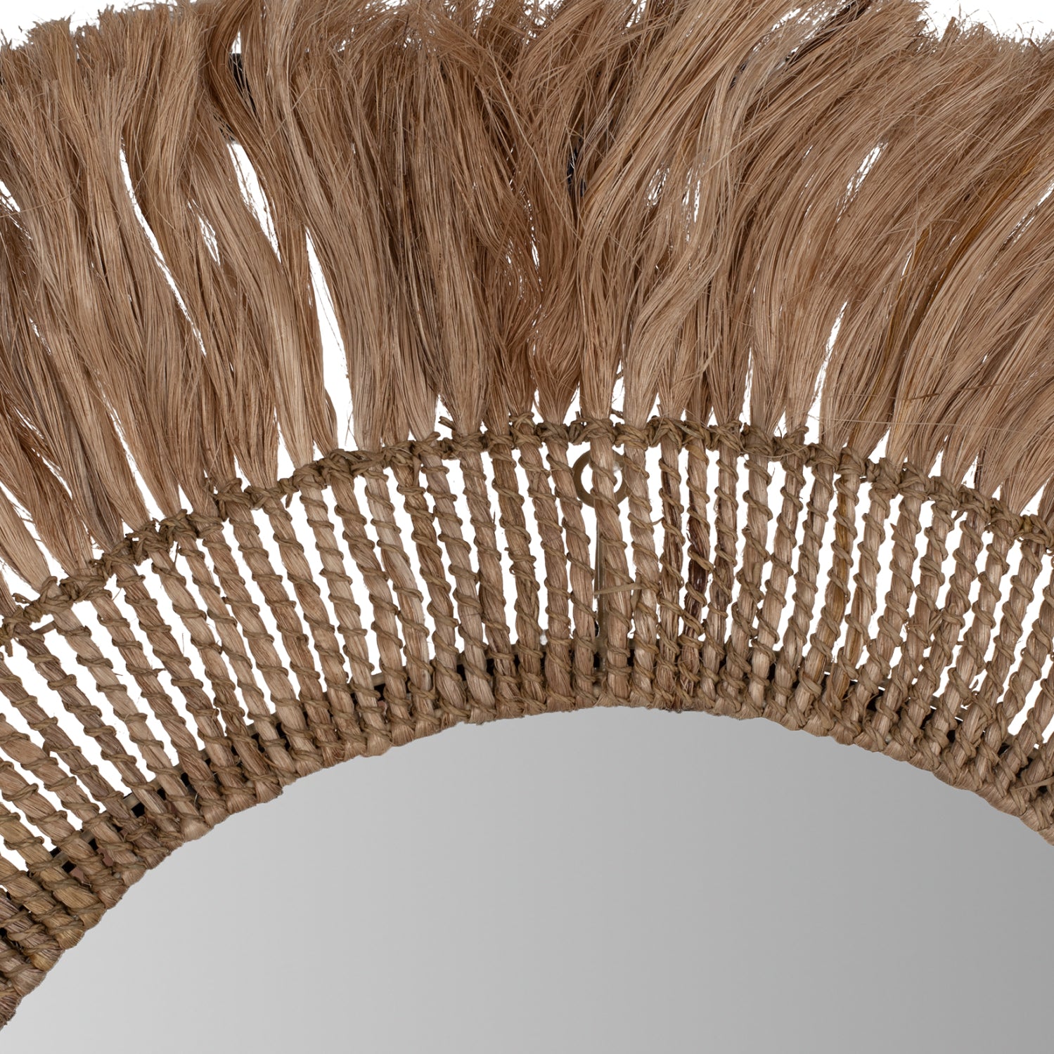 Кръгло стенно огледало с амбака влакна в естествен цвят 90x4x90см