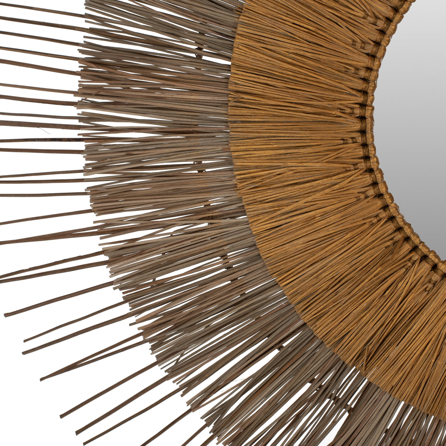 Огледало с рамка трева от мендонг φ105 -цвят натурал-златист