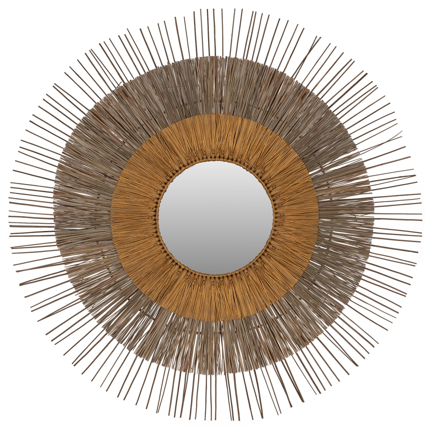 Огледало с рамка трева от мендонг φ105 -цвят натурал-златист