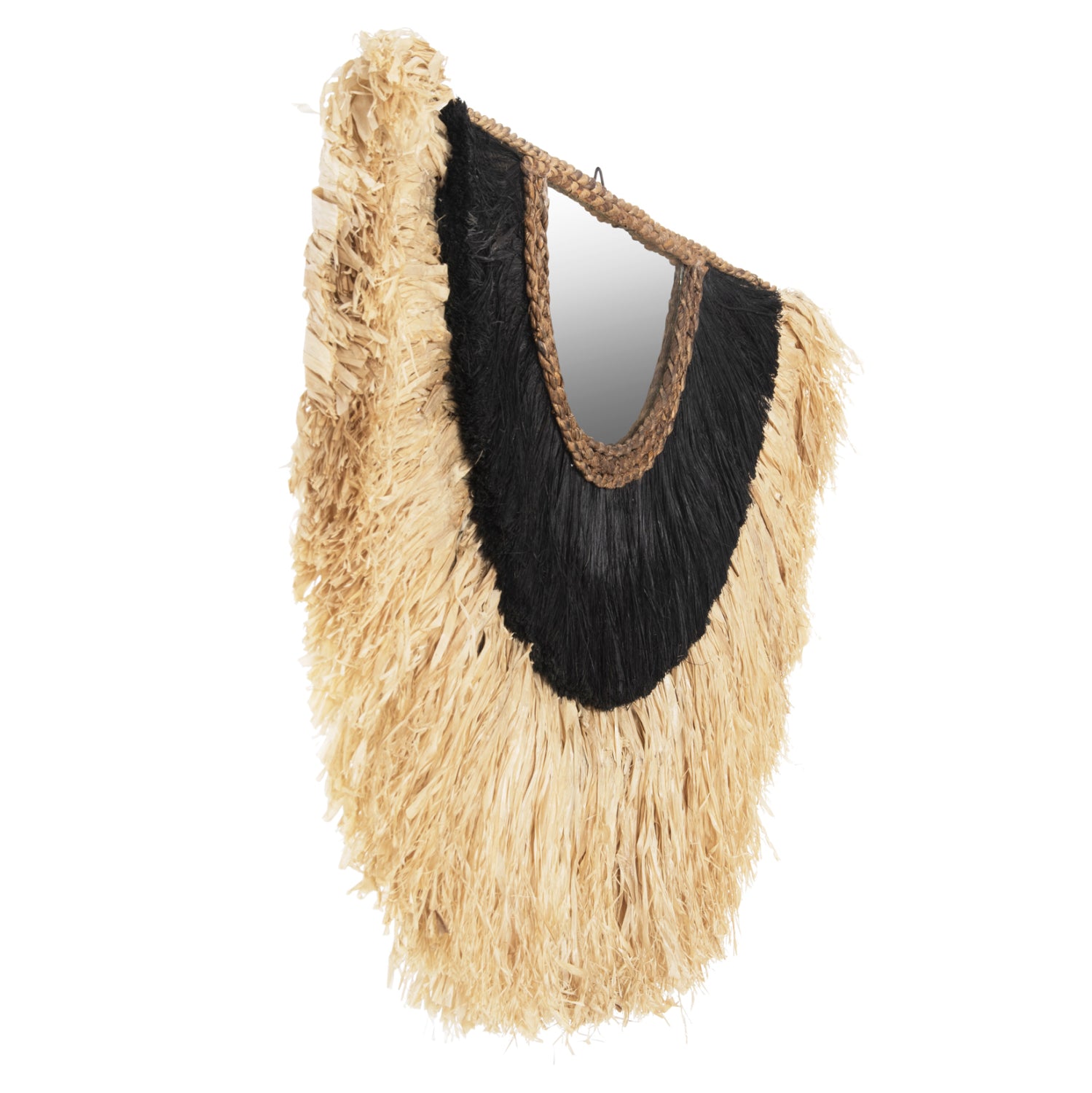 Огледало със сизал и абака натурал 85x3x50см