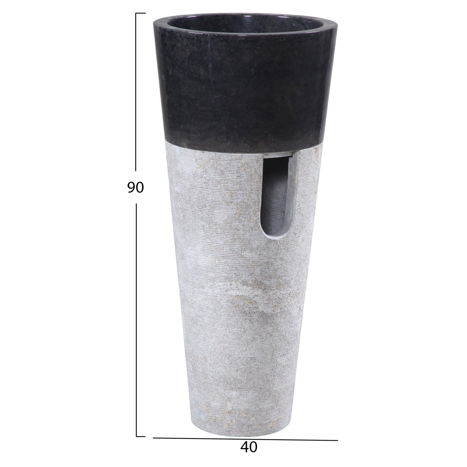 Мивка мраморна конусна цвят черен-сив Φ40x90см