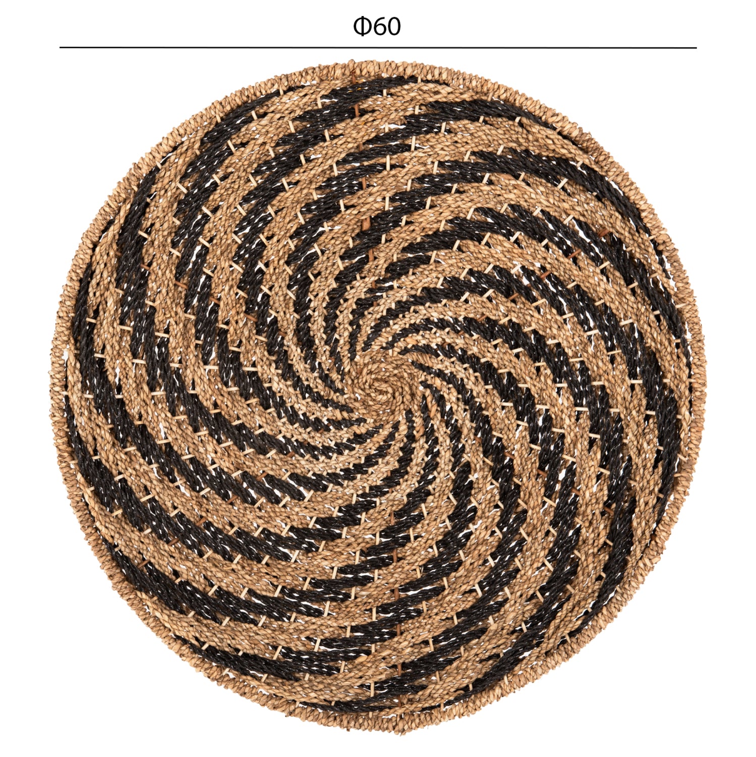 Декорация за стена спирала цвят черен-натурал Φ61x3см