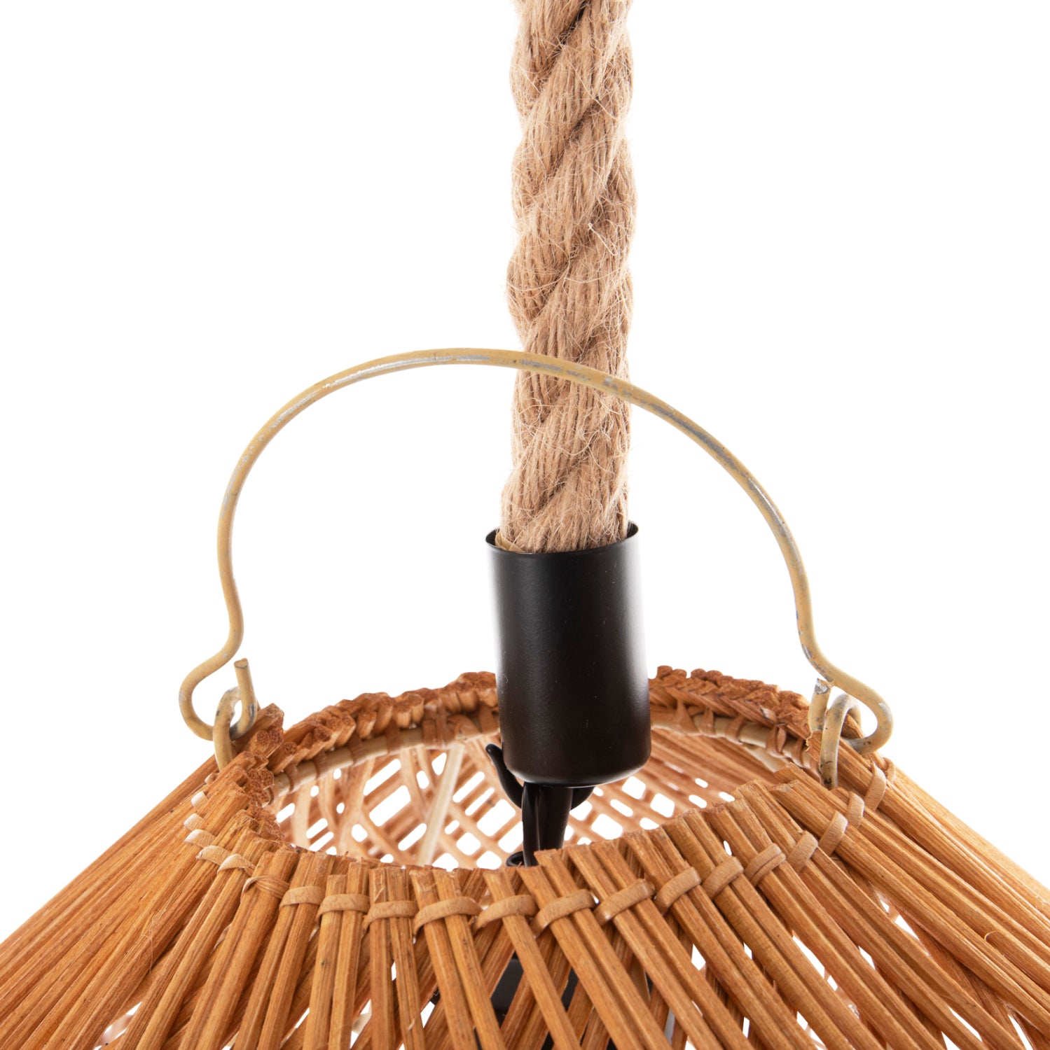 Таванна лампа КГ11925.01 въже и естествен ратан Φ58.5X131Hcm.