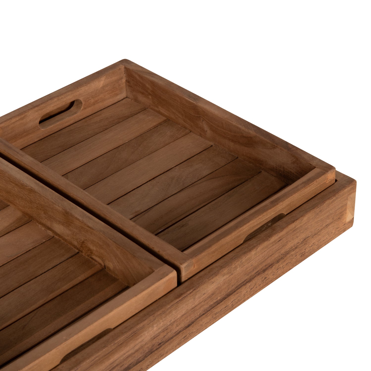 Комплект дървени подноси тиково дърво натурал 39x29x7