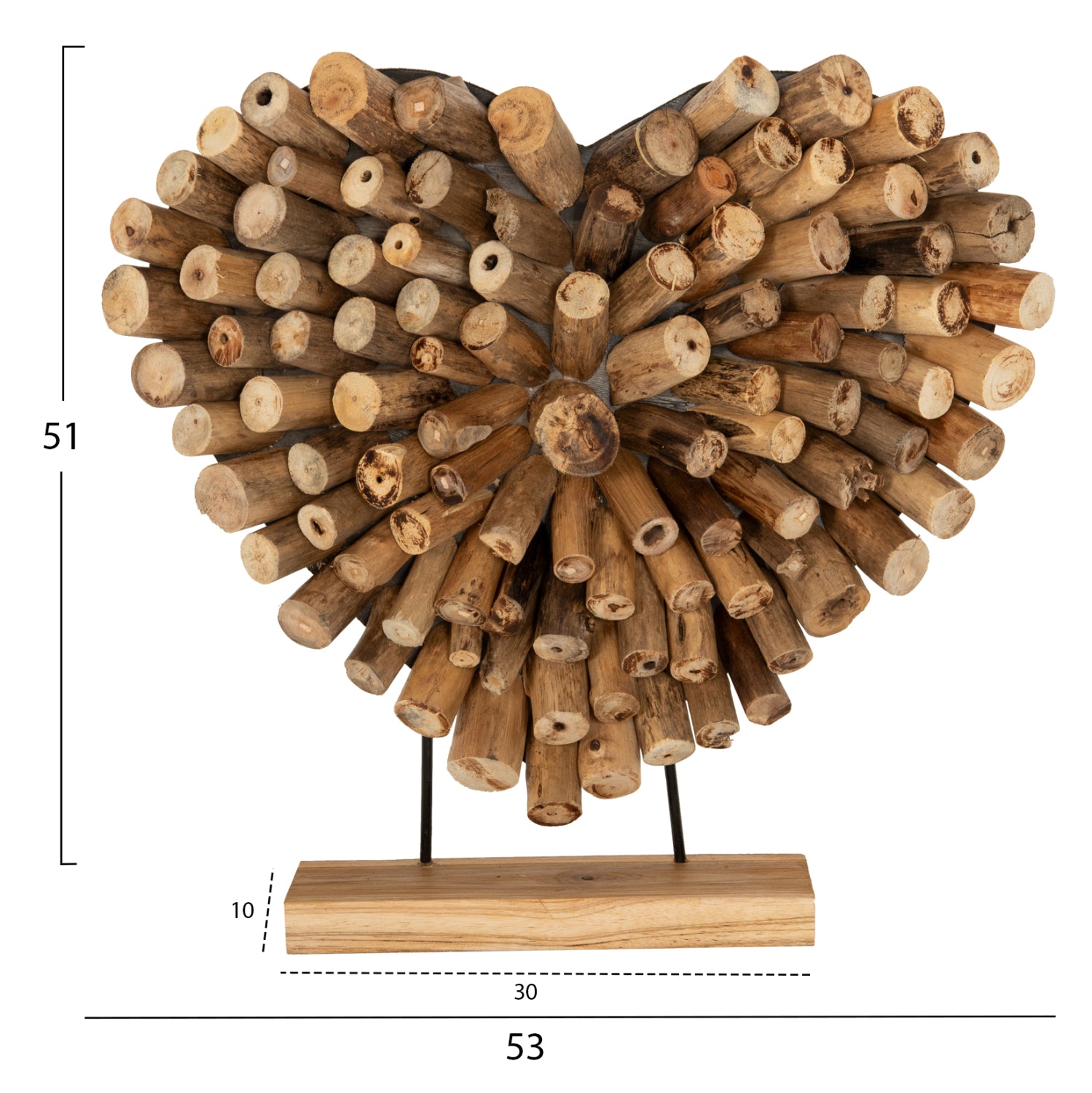 Декорация сърце SHINZO натурал тикови клонки 53x5x51