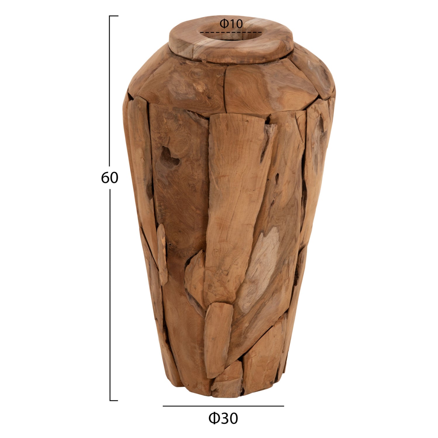 Тикова ваза ф30х60 см