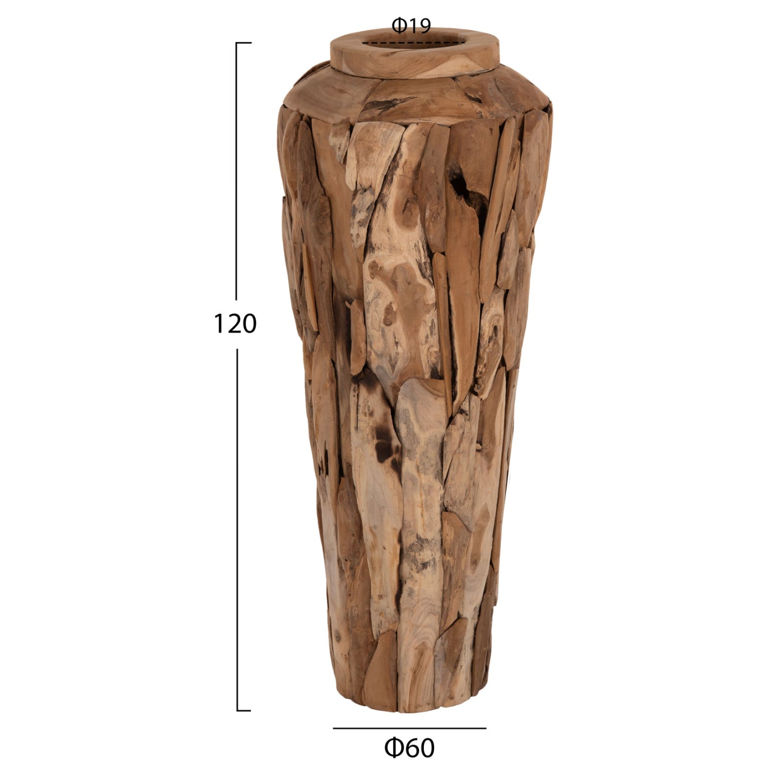 Тикова ваза ZENIA естествен цвят ф60х120 см