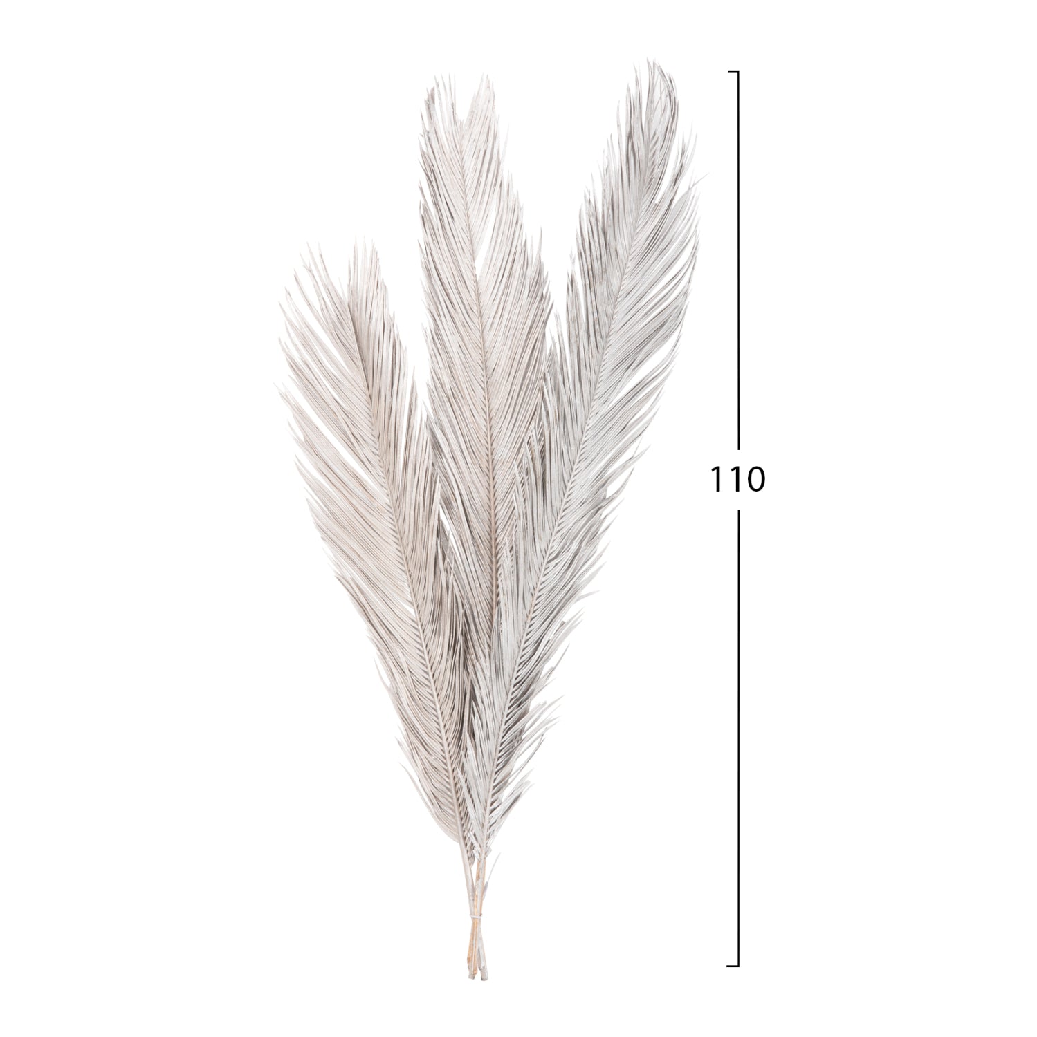 Декоративни палмови листа комплект 3 броя сребърни 110см