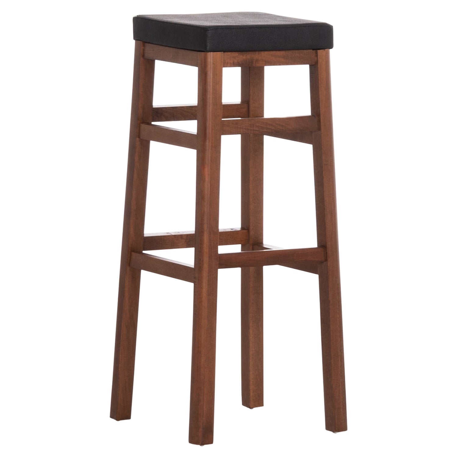 Бар стол кафяв с пу, черен, квадратен, 30x34x82см