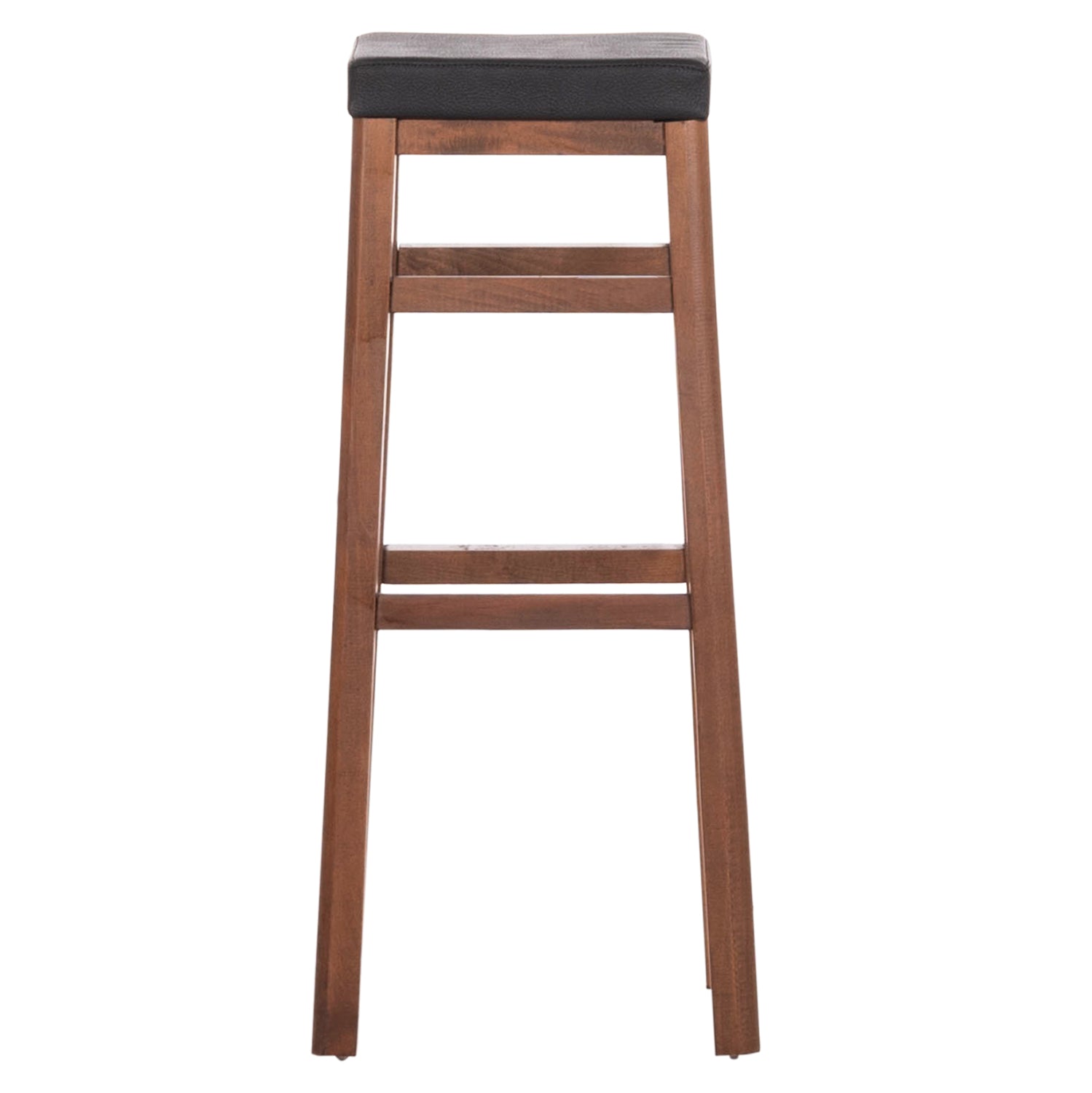 Бар стол кафяв с пу, черен, квадратен, 30x34x82см