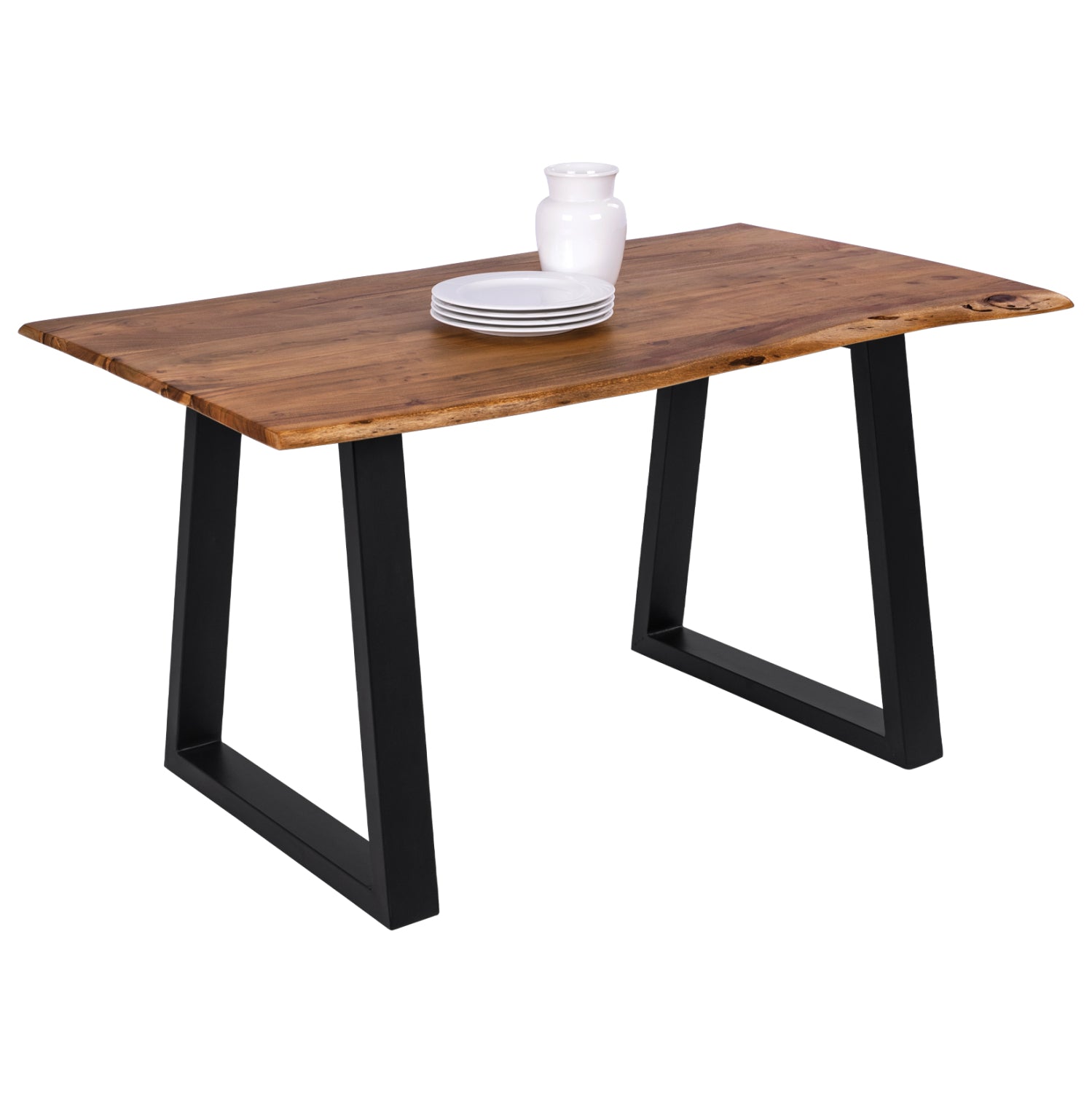 Трапезна маса Монти 140x80x77см естествен цвят и метал в черен цвят