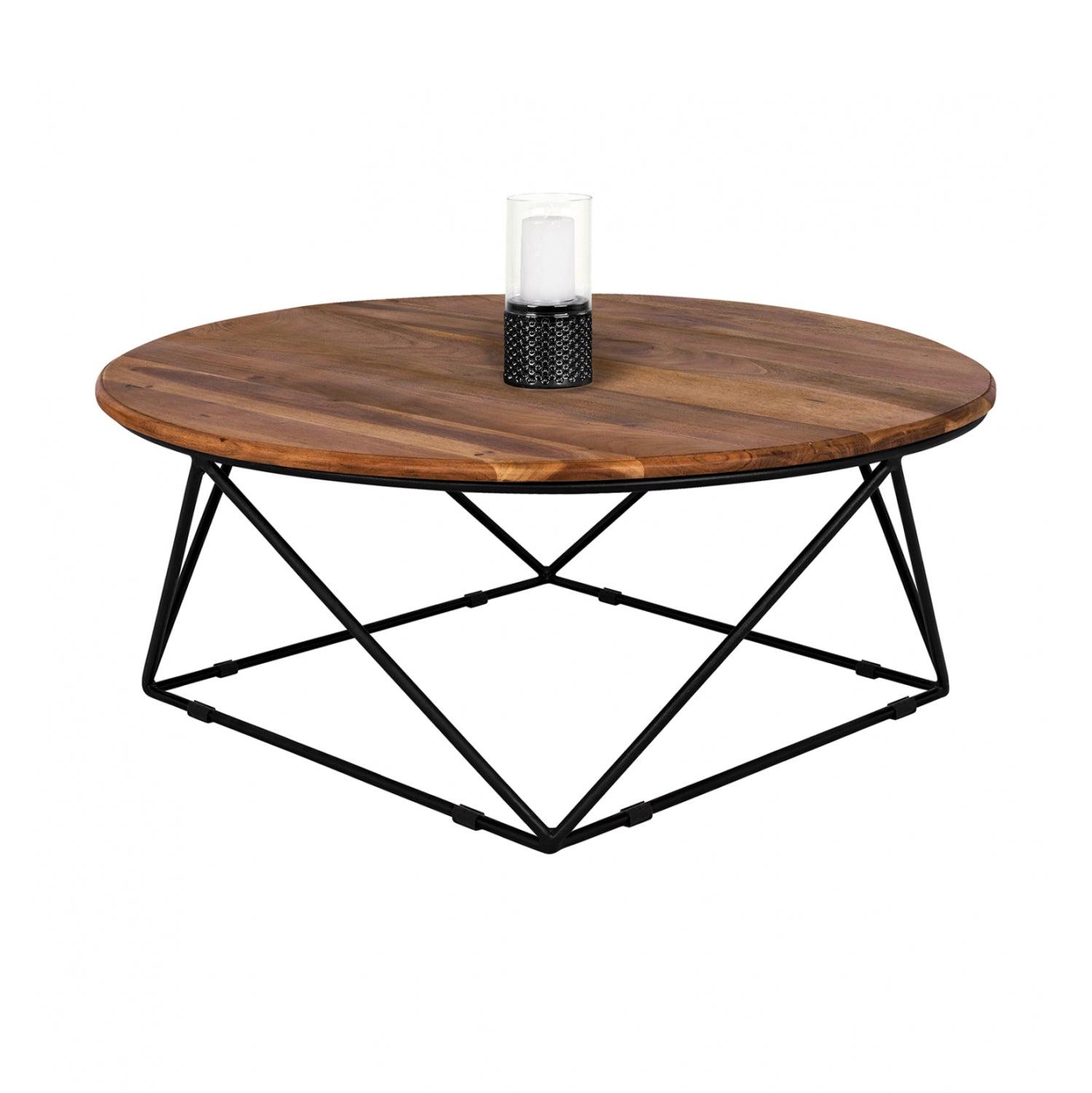 Холна маса BERLIN естетсвен-черен цвят Φ90X36.5см