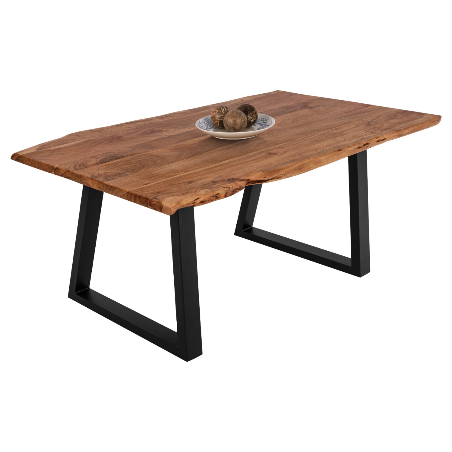 Трапезна маса Монти-160x90x78см-естествен цвят-метал в черно