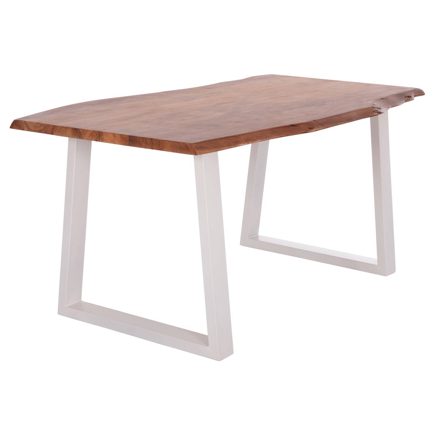 Трапезна маса Монтана акациево дърво 4см дебелина - бели крака 160х90х77см