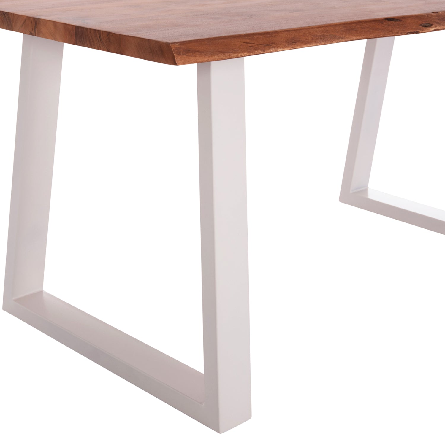 Трапезна маса Монтана акациево дърво 4см дебелина - бели крака 160х90х77см