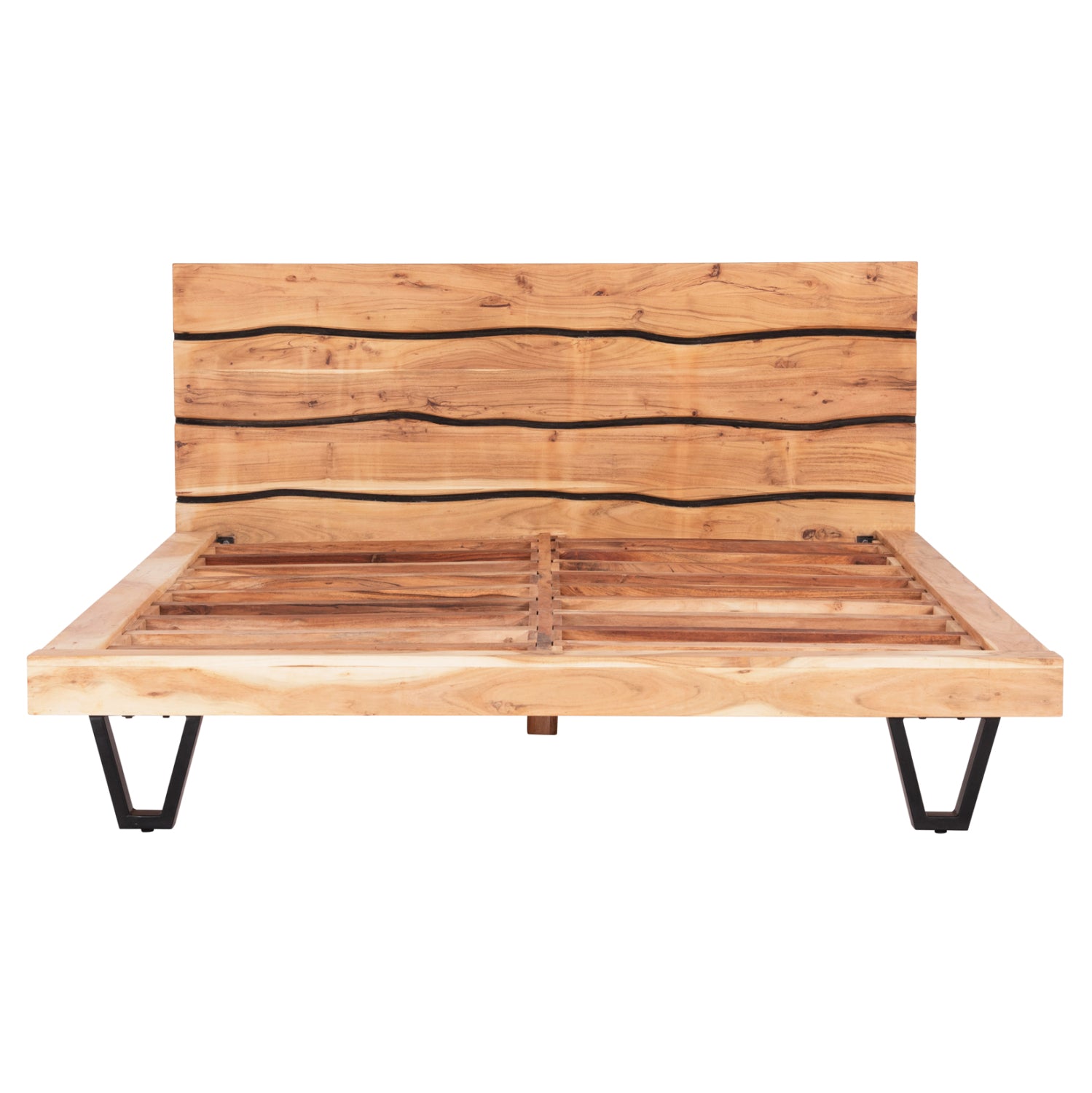 Спалня Алисия от метал и масив акациево дърво 217x180.5x94см (матрак 160x200)