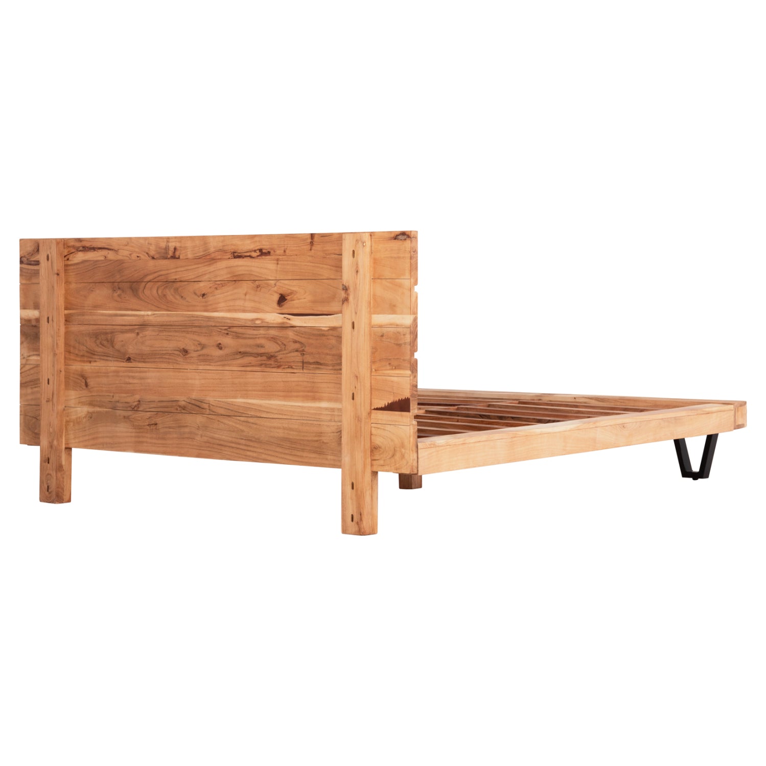 Спалня Алисия от метал и масив акациево дърво 217x180.5x94см (матрак 160x200)