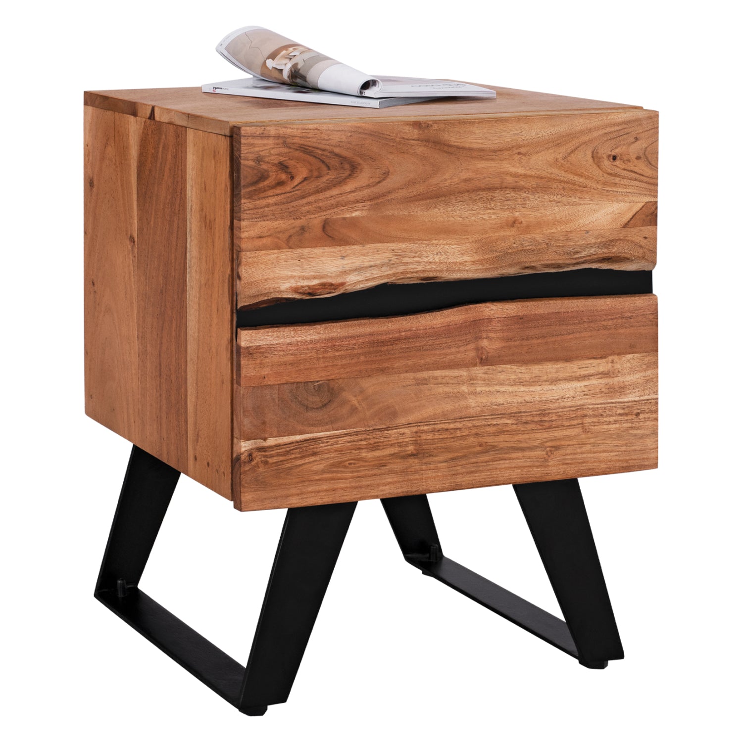 Нощно шкафче  ALICIA  от масив акациево дърво 45х35х56см.