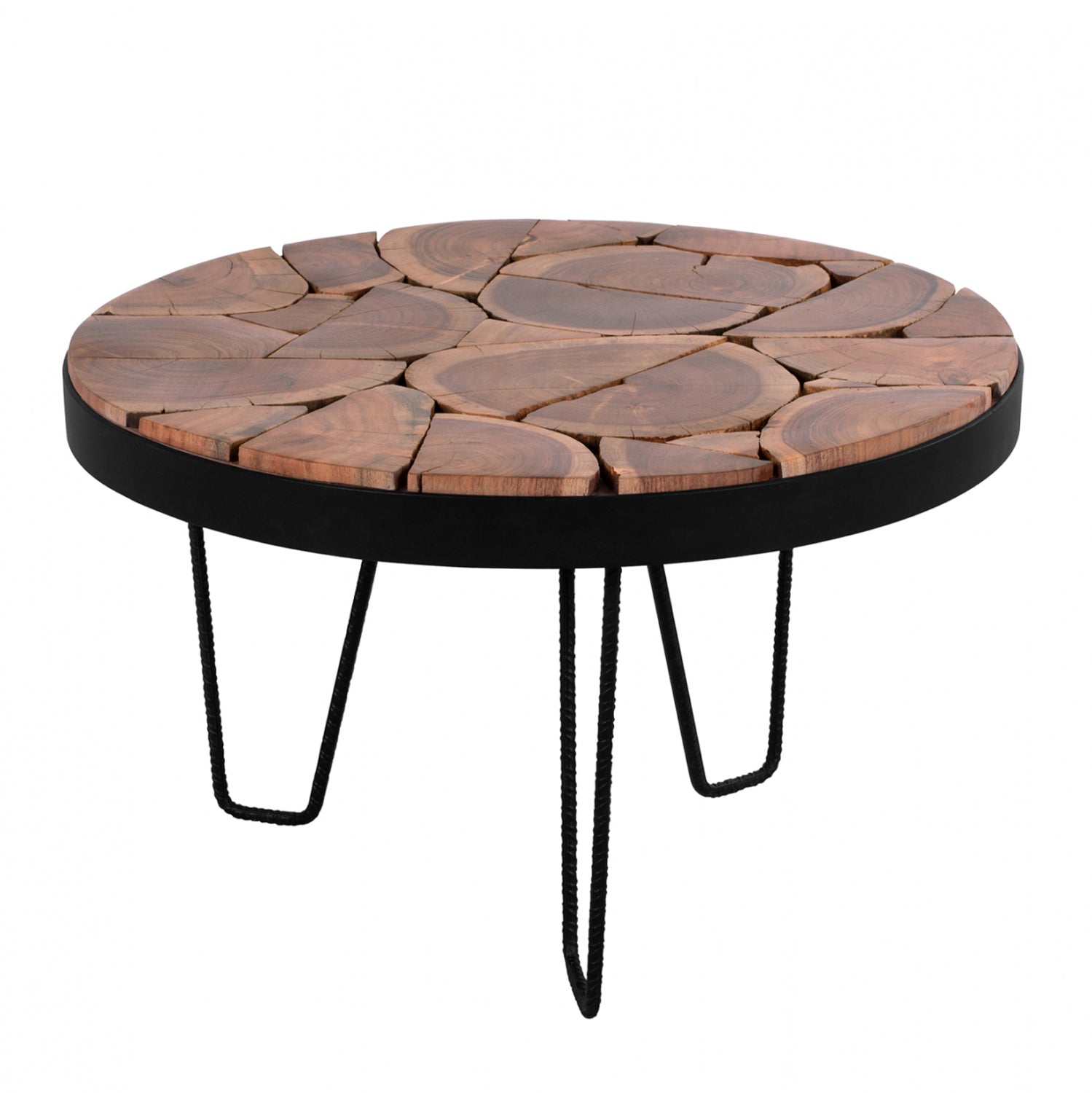 Холна маса TIMOTHY плот акация с черна рамка Φ73x45