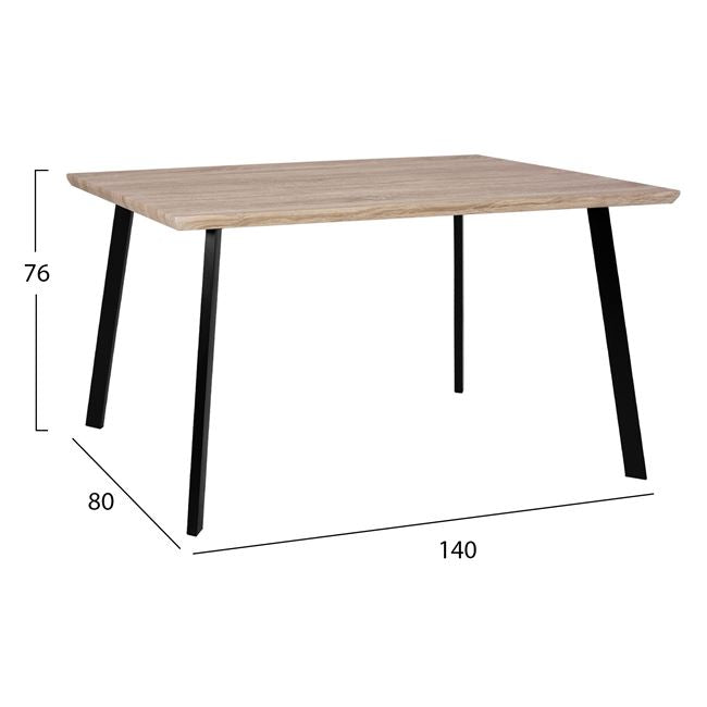 Комплект 5бр. маса 140x80x76 cm sonama & vanessa столове черни метални крака КГ11037