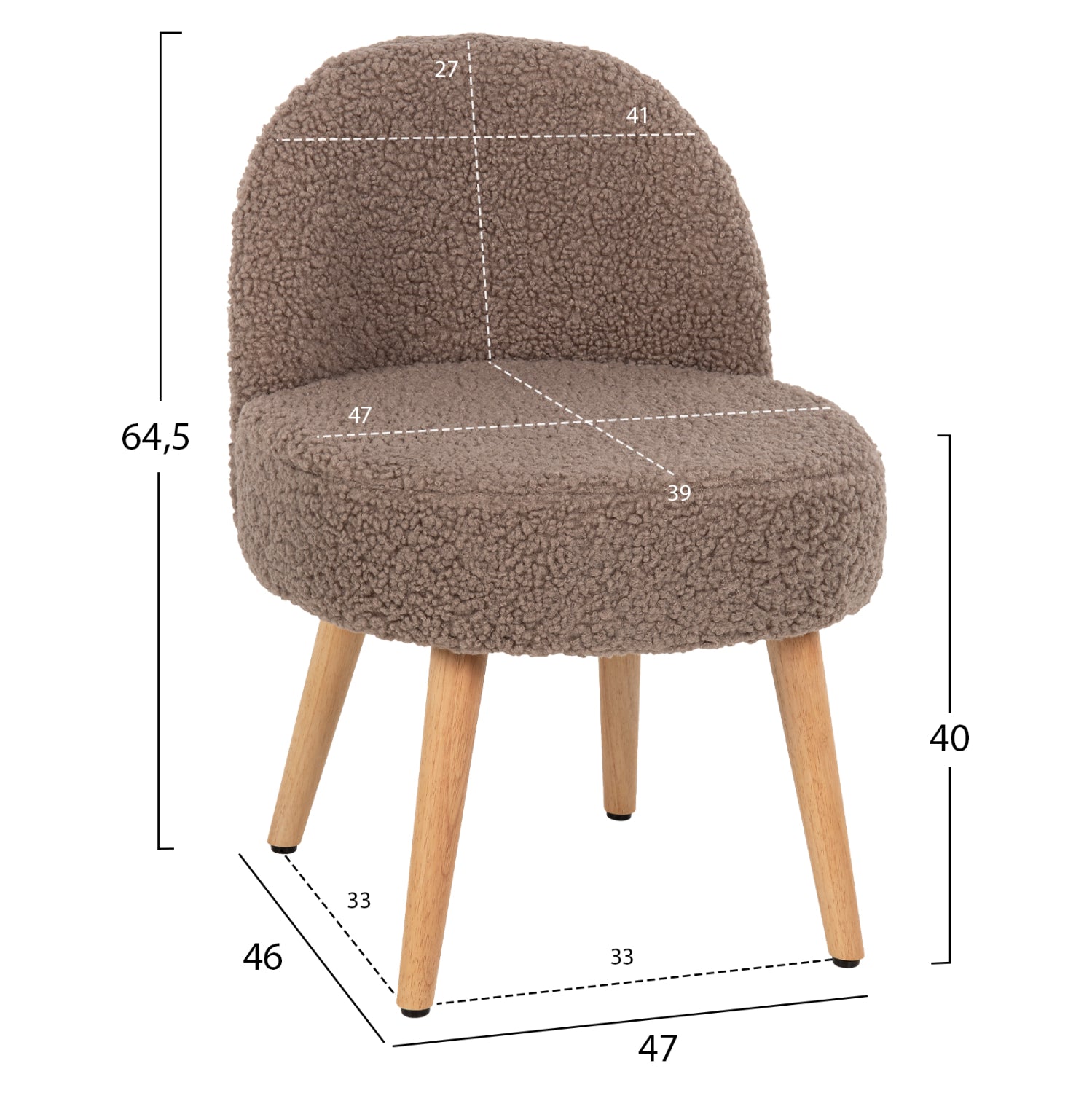 Стол-табуретка Ясмин букле кафяв цвят 47x46x64,5