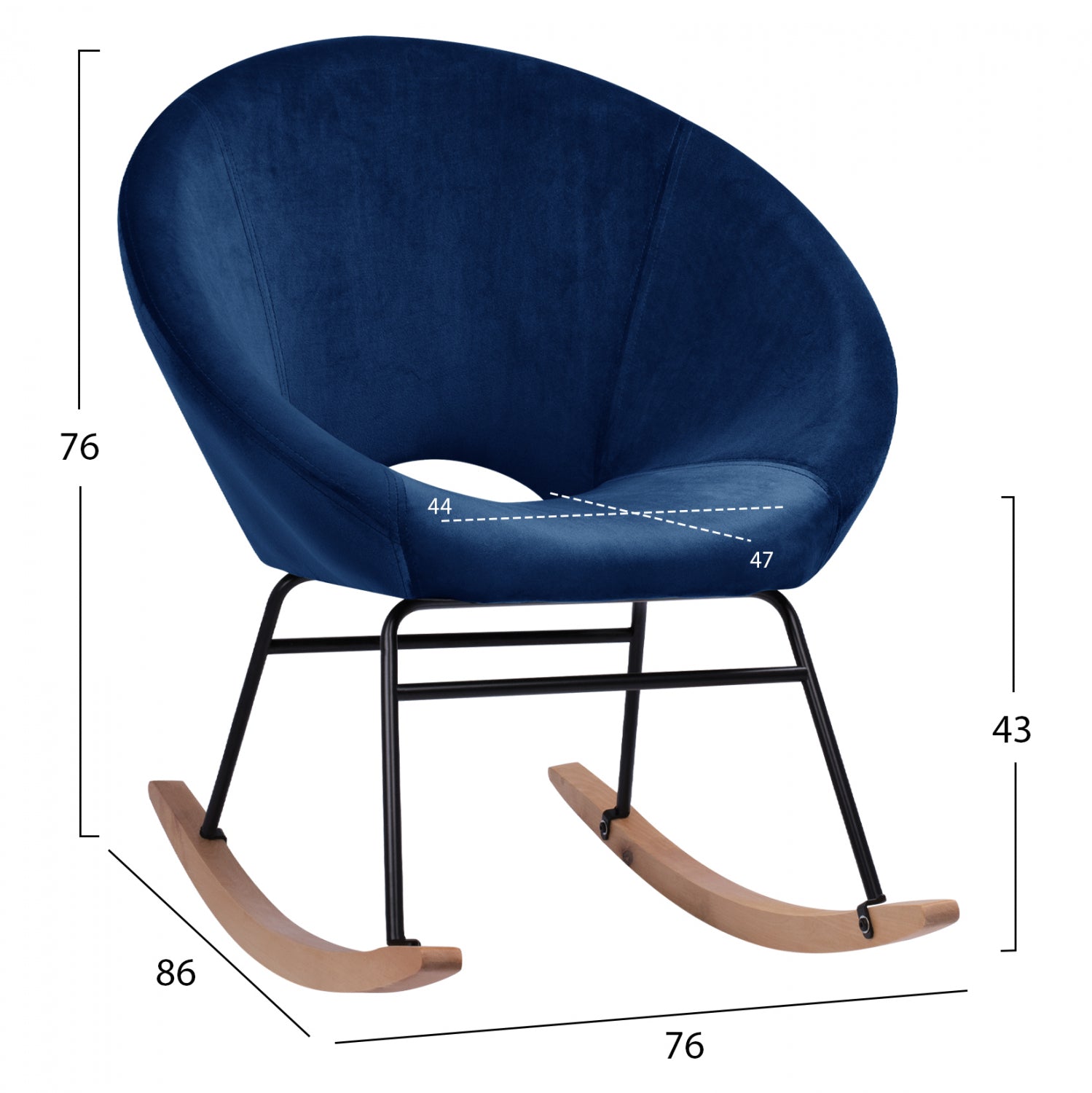 Люлеещ стол Паулина син цвят 76X86X76