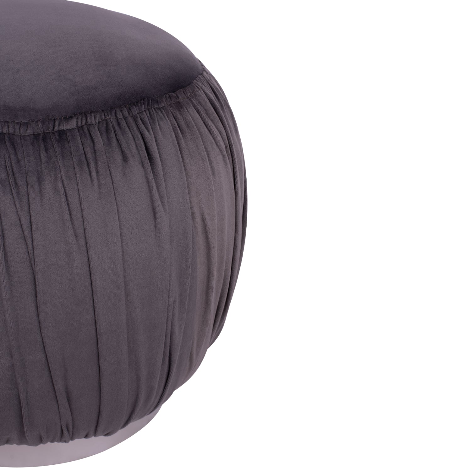 Табуретка Дерек сива кадифена, със сребърна основа Φ45x40