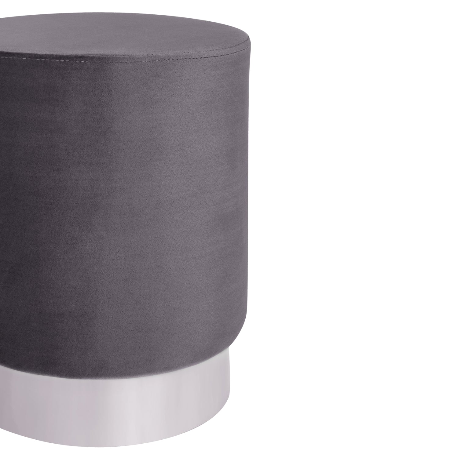 Табуретка LEVY сив цвят със сребърна основа, Φ35x43H см.
