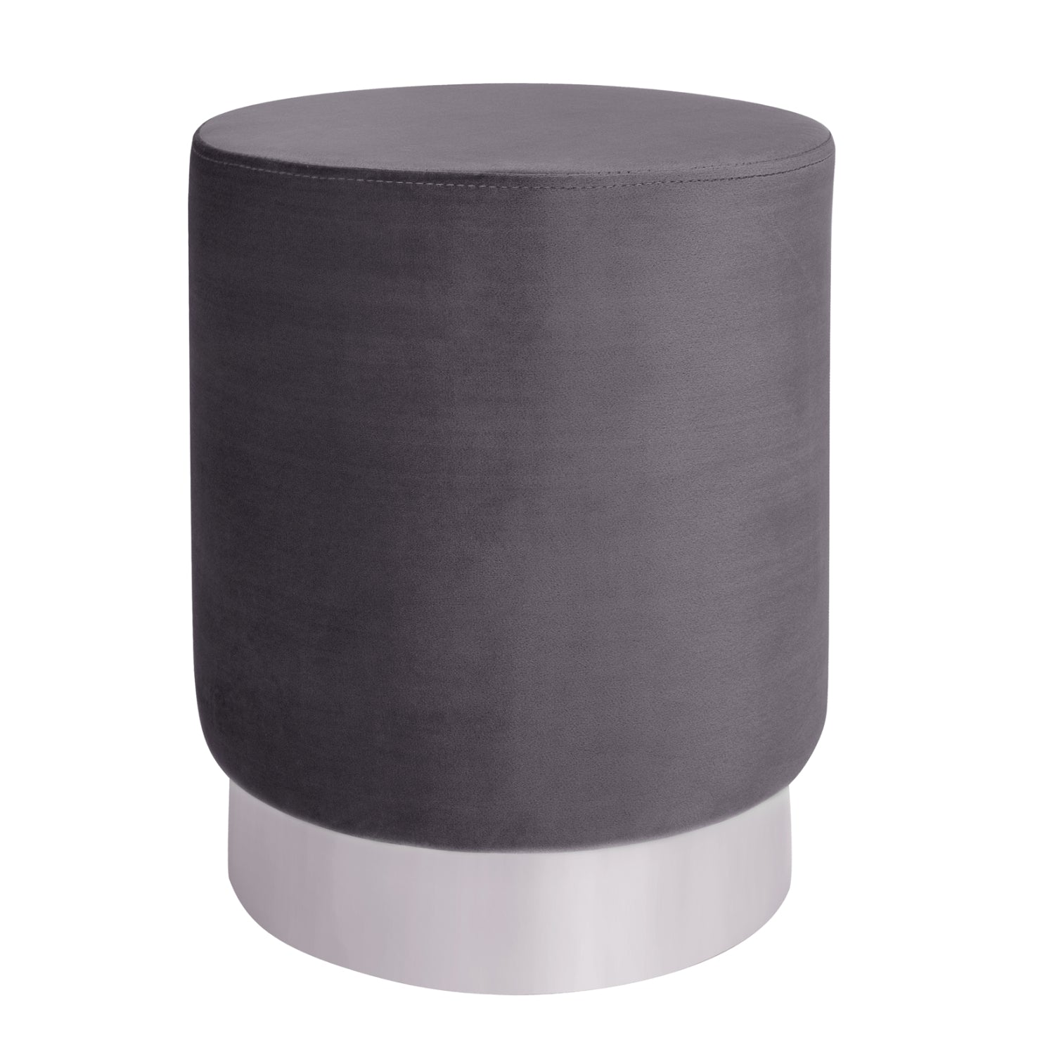 Табуретка LEVY сив цвят със сребърна основа, Φ35x43H см.