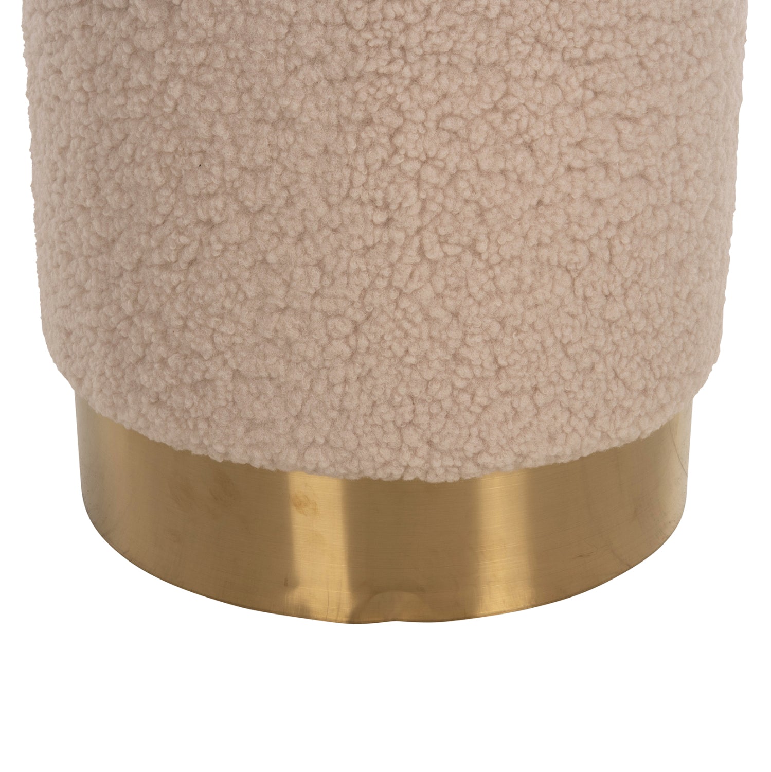 Табуретка LEVY кремав плат със златна основа, φ35x42в см