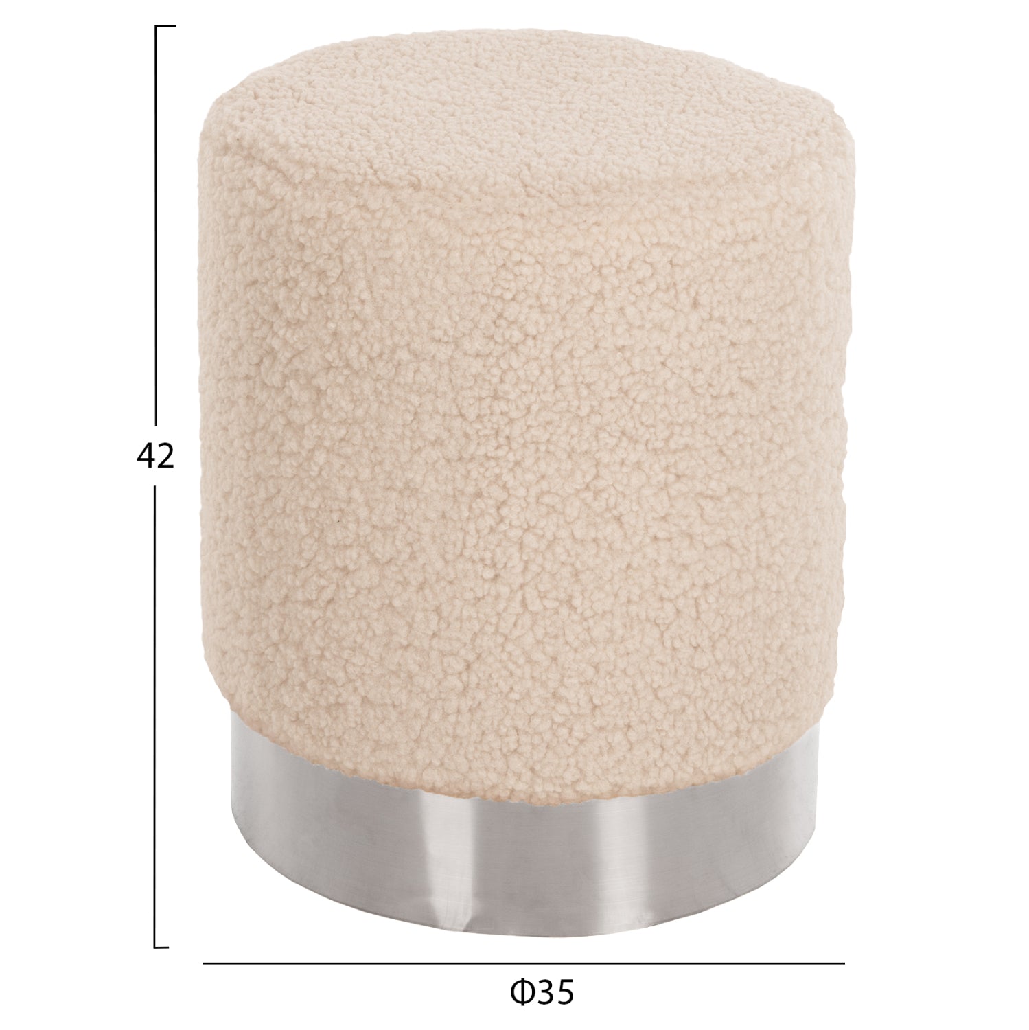 Табуретка LEVY букле бял цвят Φ35x42