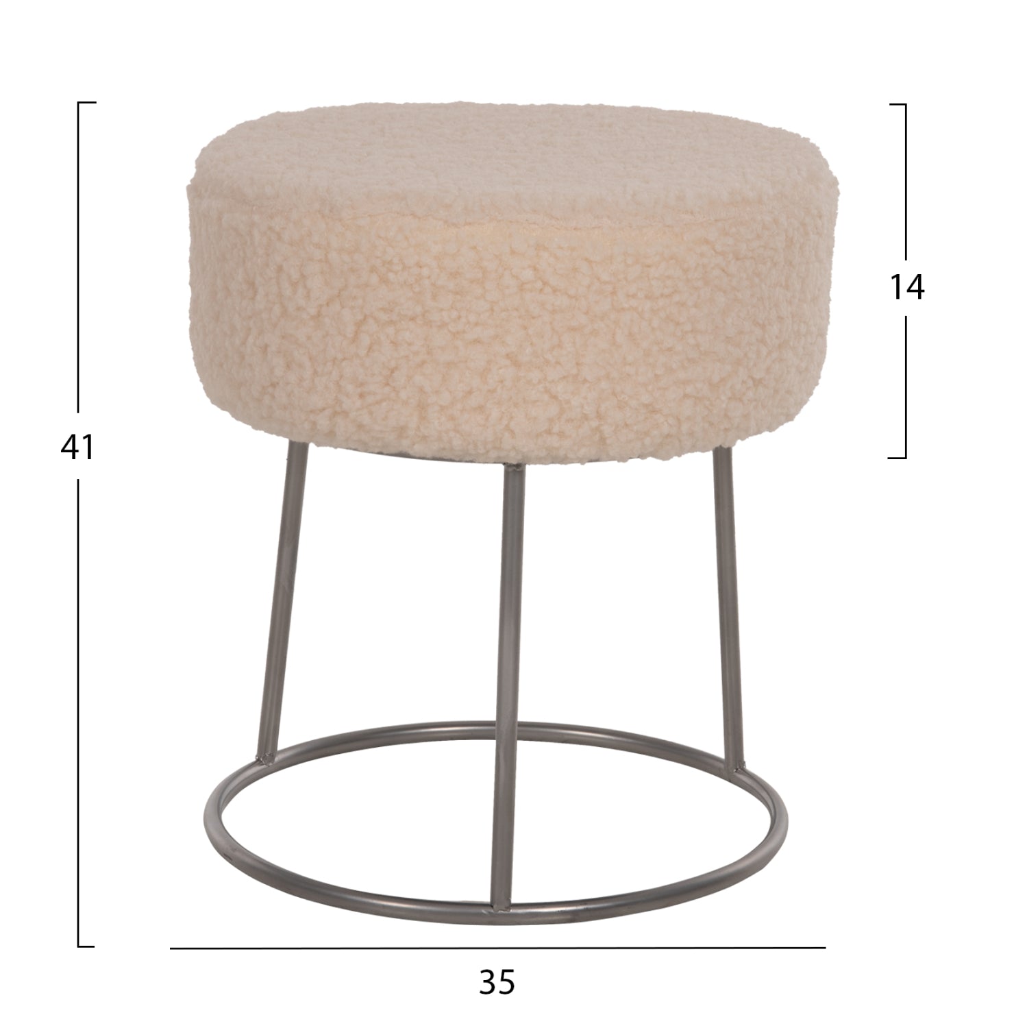 Табуретка Карло букле цвят екрю Φ35x41