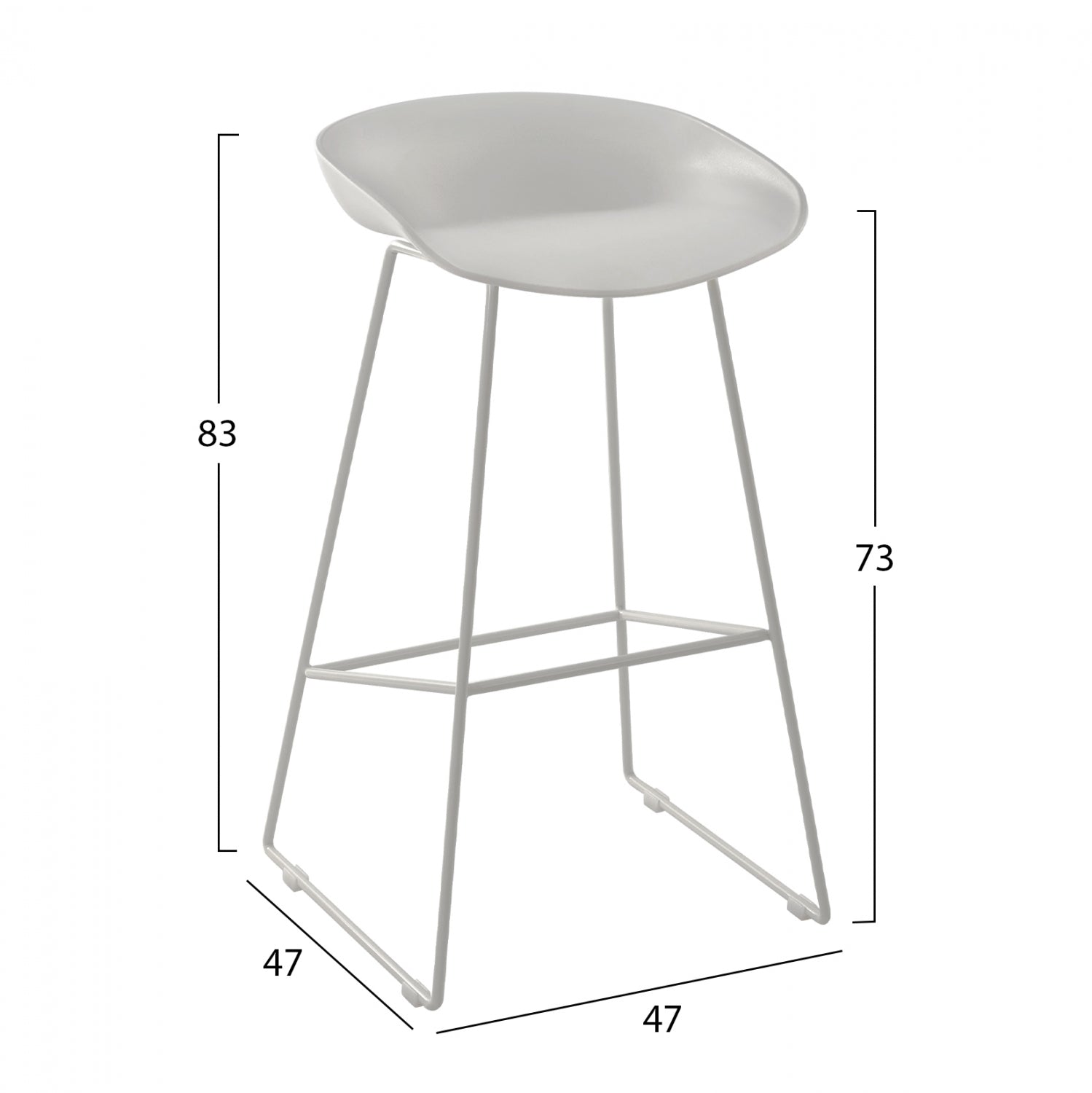 Бар стол Рената бял цвят 47x47x83