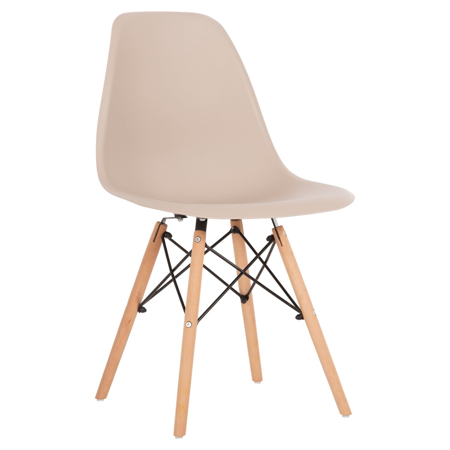 Трапезен стол Иви с дървени крака и седалка от pp-капучино 46x50x82см