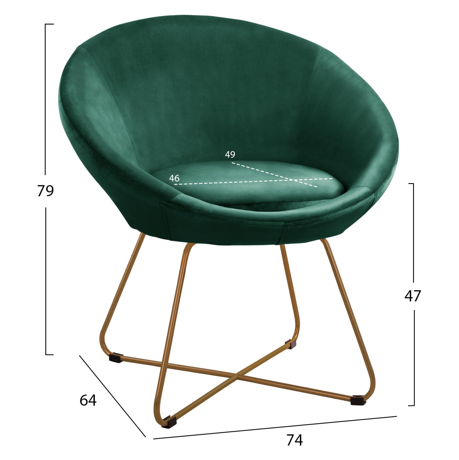 Кресло Ранди голд кадифе зелен цвят
