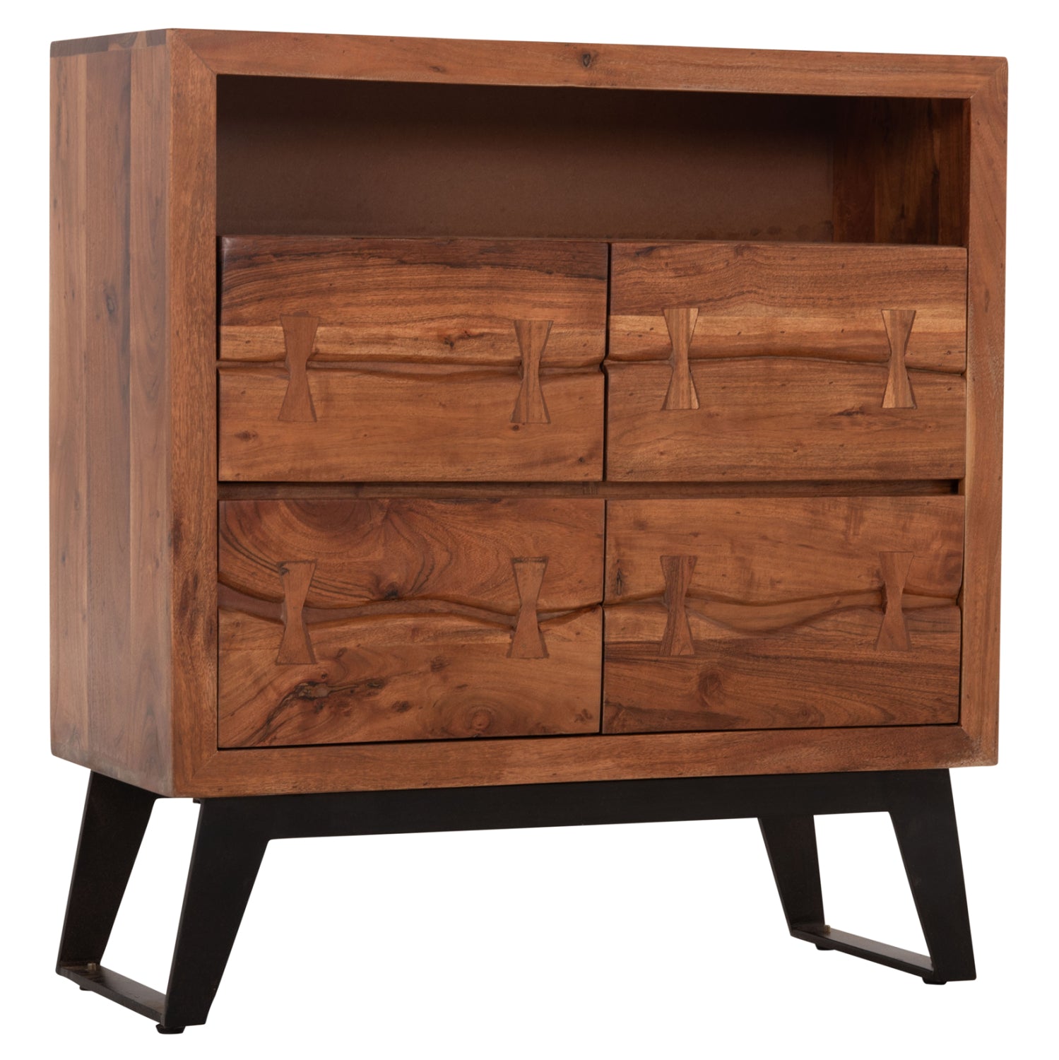 Скрин  FANSI с 3 чекмеджета, изработен от масивна акациева дървесина, 80x35.5x86.5 см