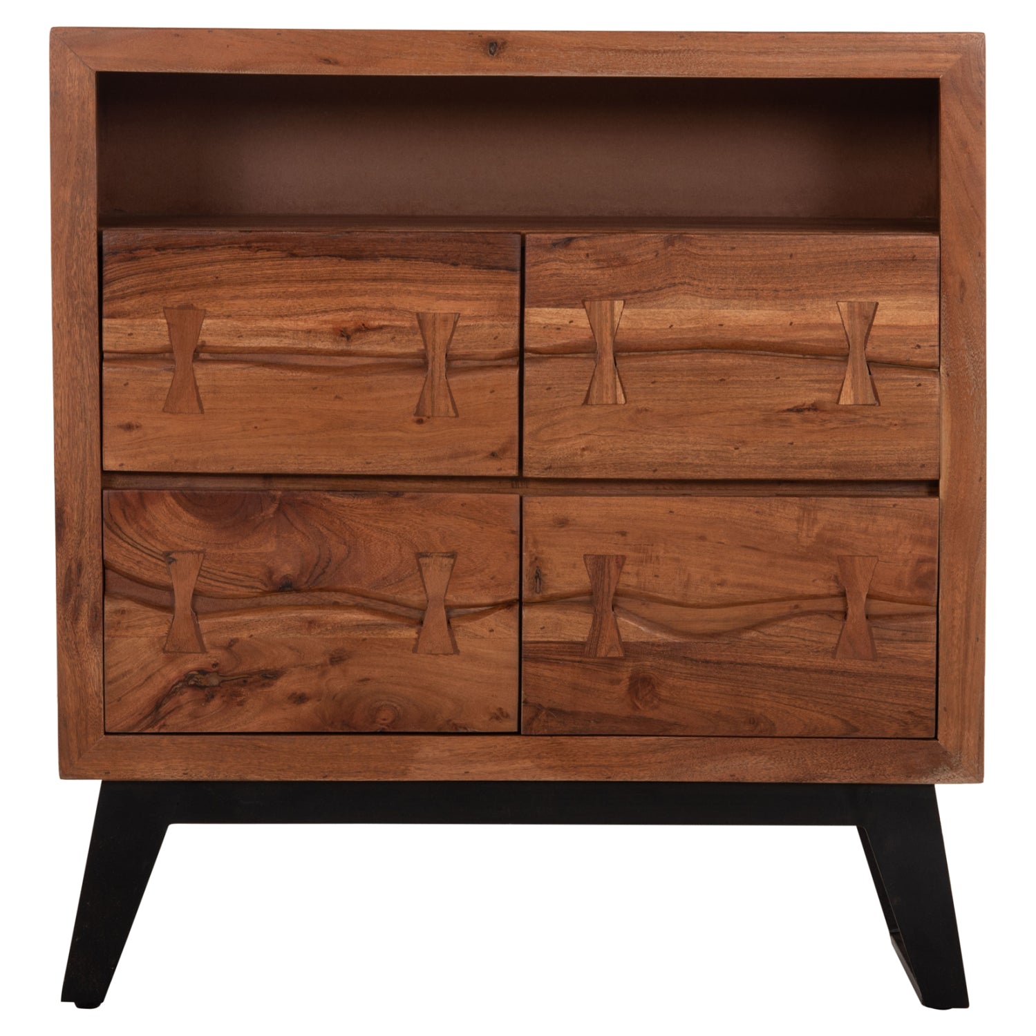 Скрин  FANSI с 3 чекмеджета, изработен от масивна акациева дървесина, 80x35.5x86.5 см