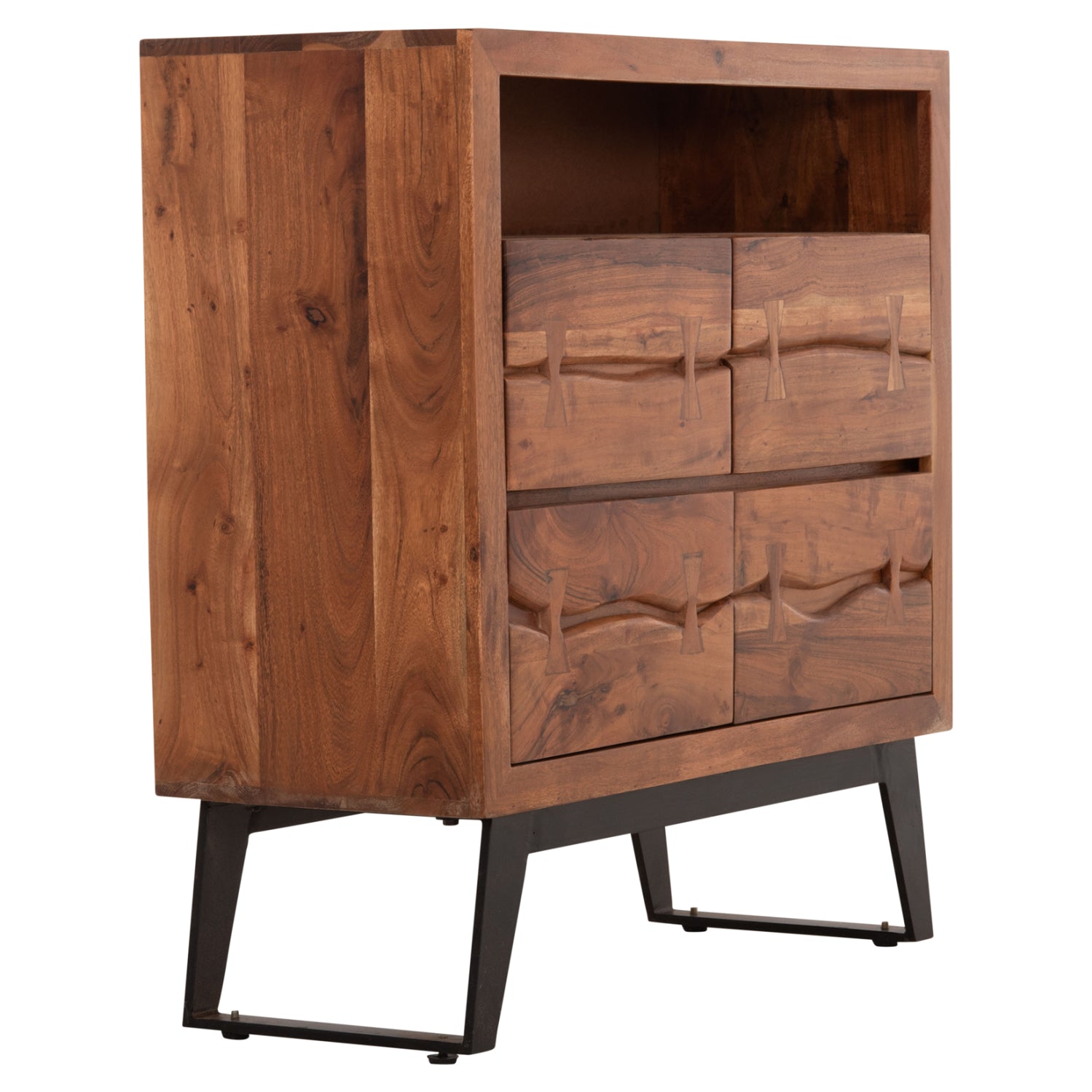 Скрин  FANSI с 3 чекмеджета, изработен от масивна акациева дървесина, 80x35.5x86.5 см